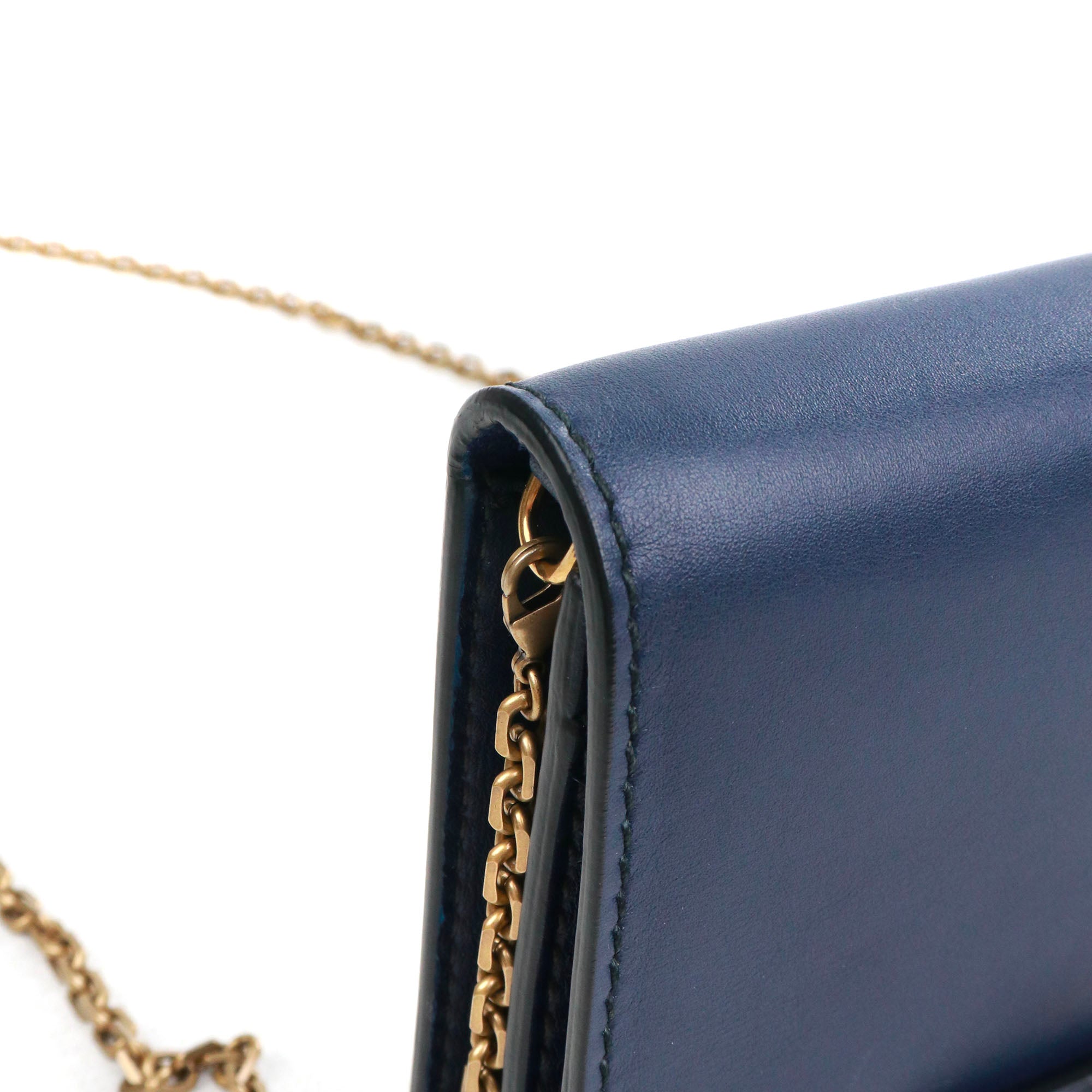 DIOR - Sac à bandoulière Wallet J'Adior Dior en cuir lisse bleu marine