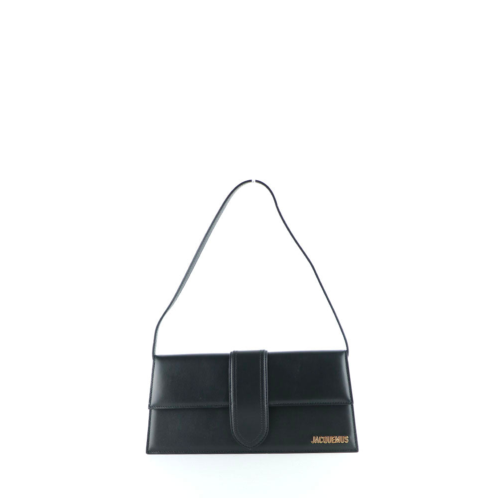 JACQUEMUS - Bambino long shoulder bag in black smooth leather