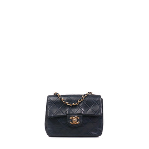 CHANEL - Chanel Timeless Mini Square shoulder bag in vintage black leather