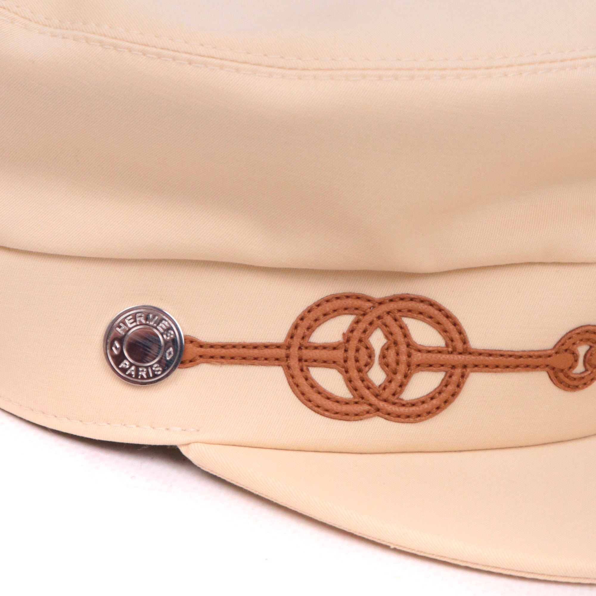 HERMÈS - Cabourg Cliquetis cap in beige cotton (T59)