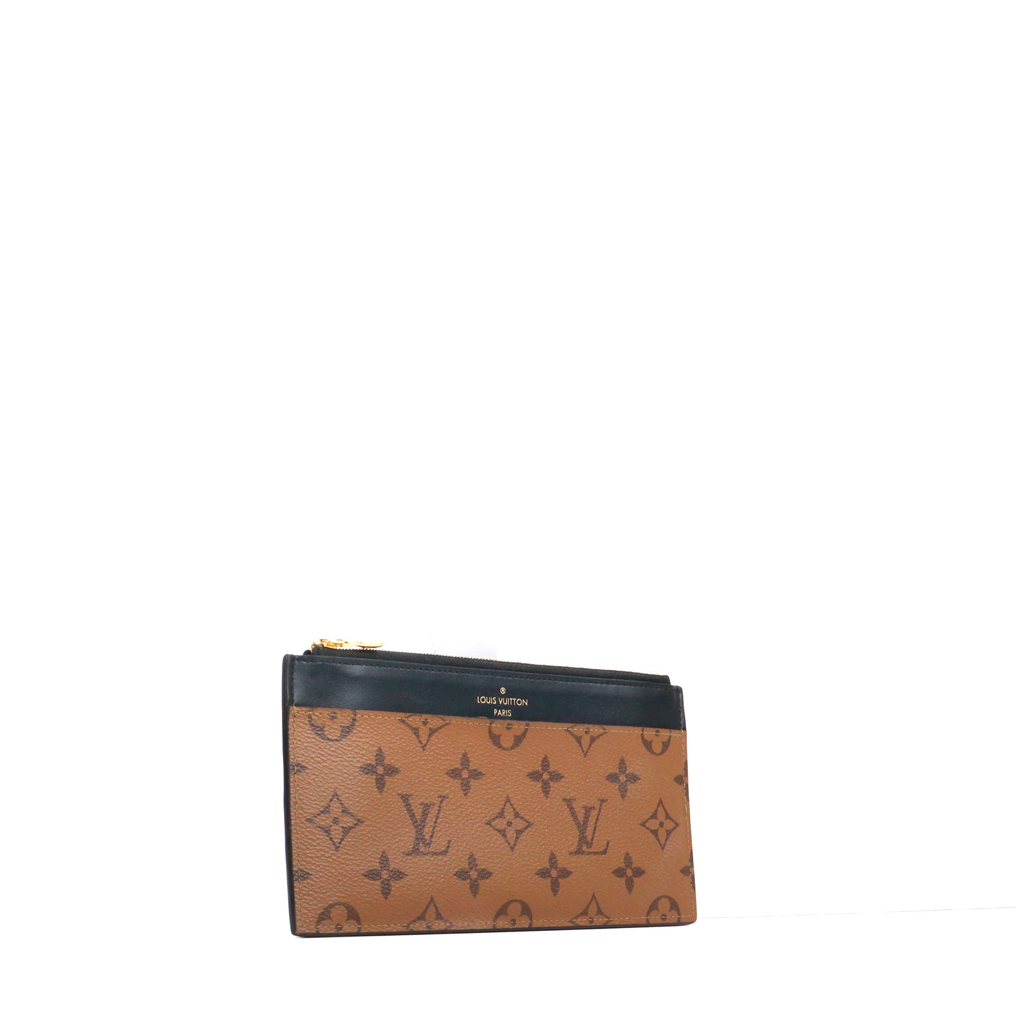 LOUIS VUITTON - Porte-monnaie et porte cartes Slim Louis Vuitton en toile monogramme reverse