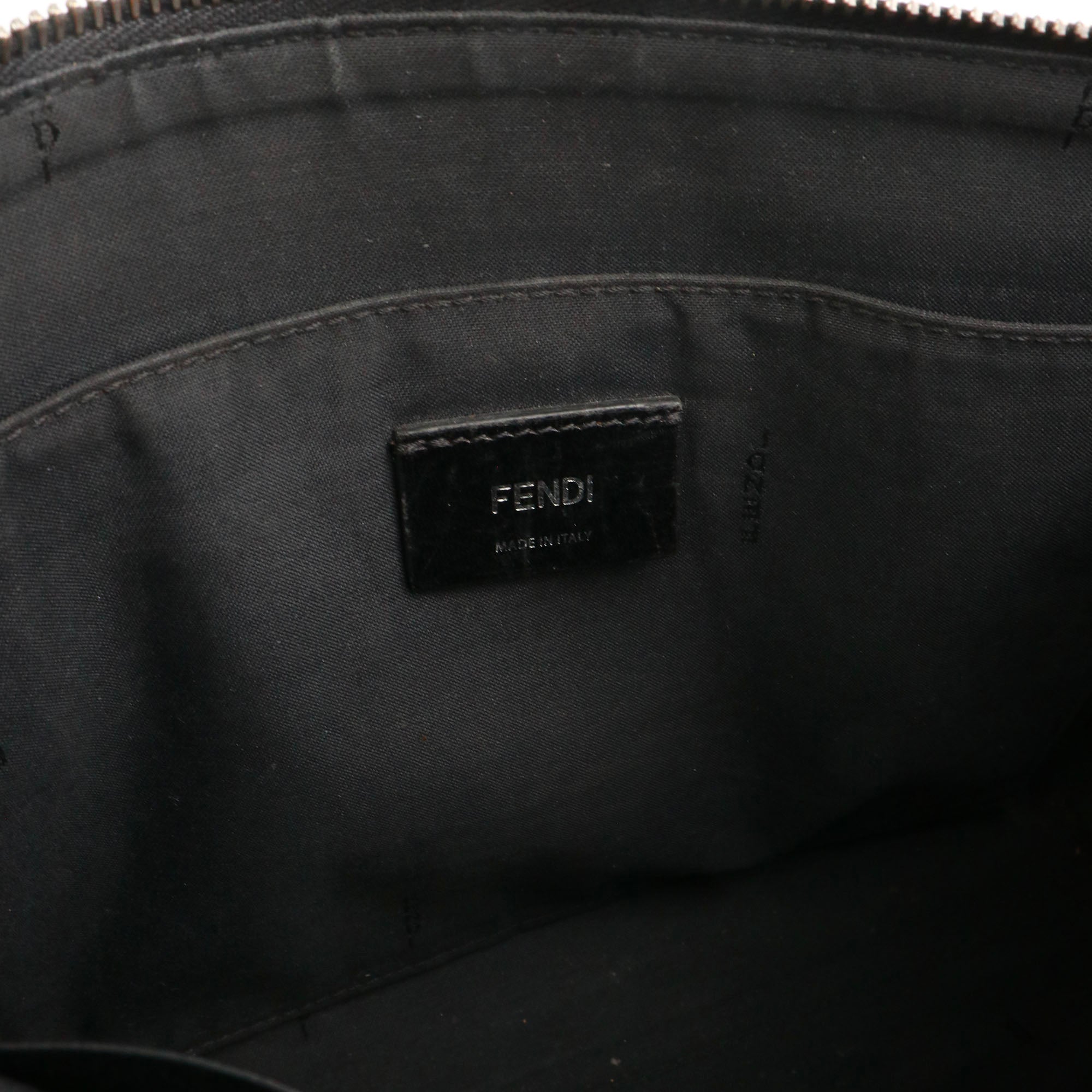 FENDI - Pochette Diagonal Fendi en toile enduite et cuir noir