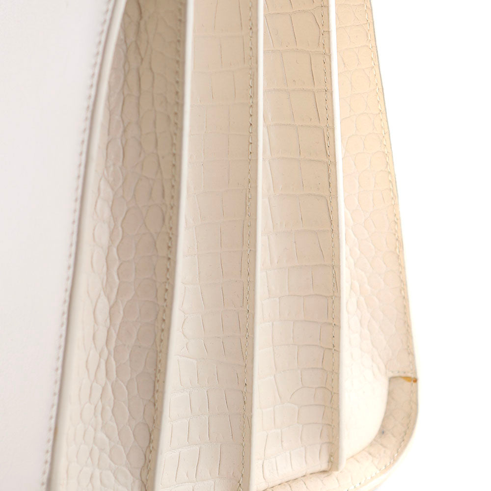 SAINT LAURENT - Sac de jour small en cuir lisse blanc