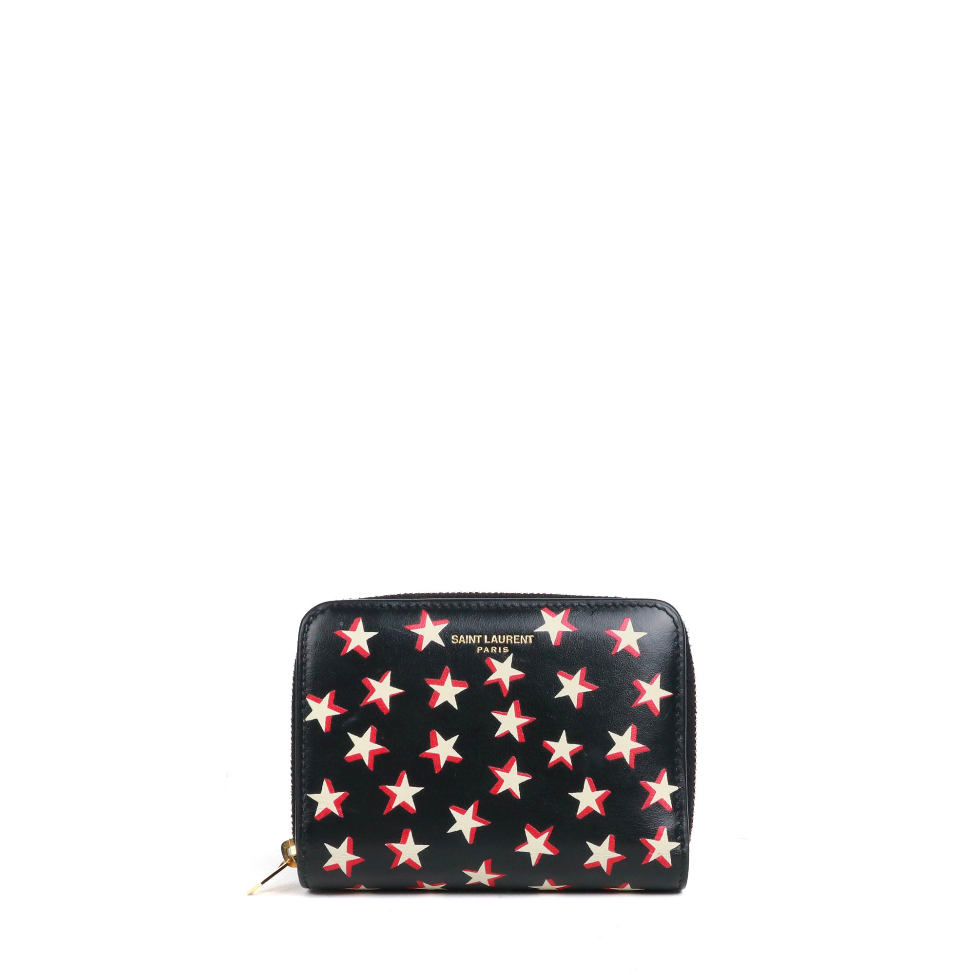 SAINT LAURENT - Portefeuille Etoile Saint Laurent en cuir noir