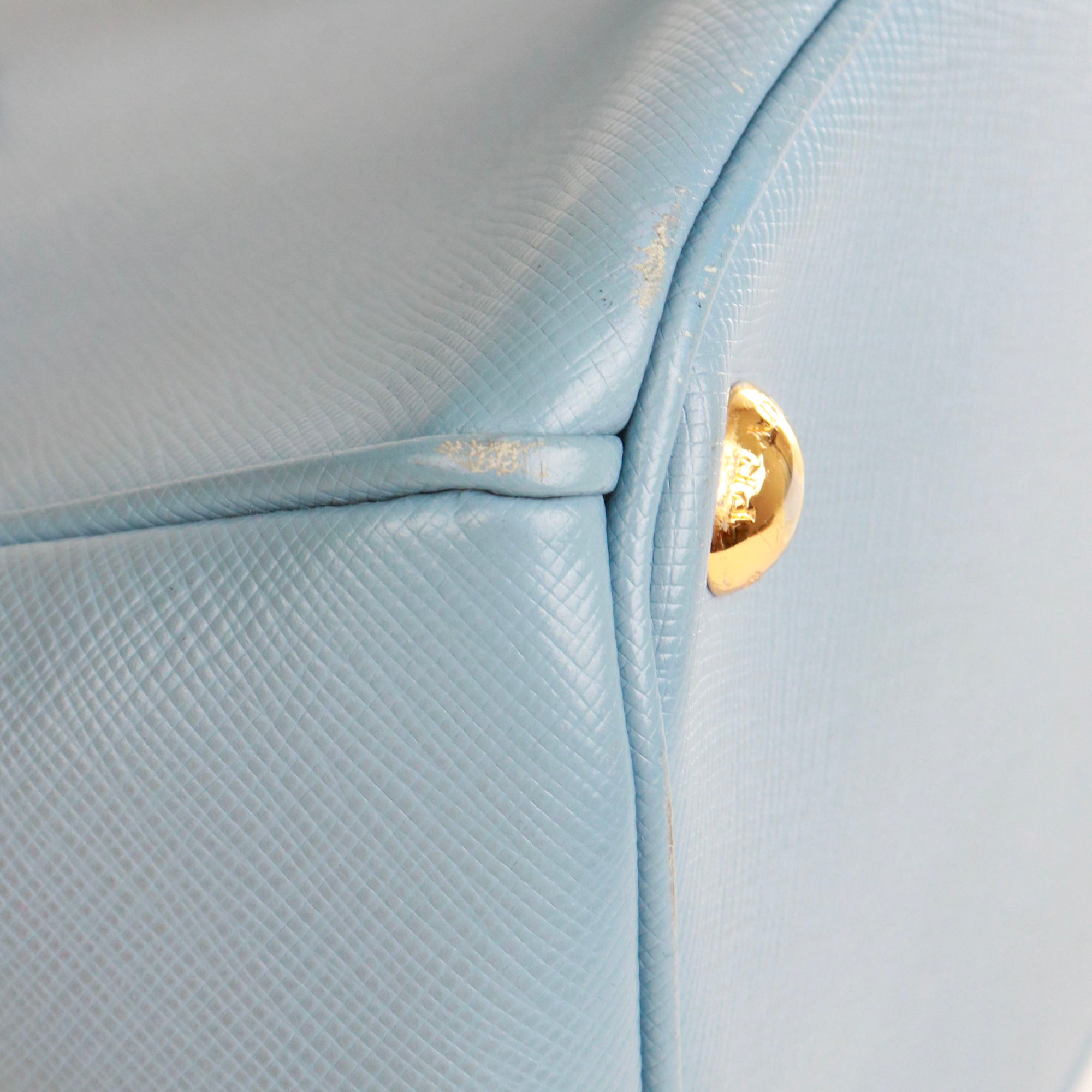 PRADA - Sac à main Galleria Prada en cuir grainé bleu