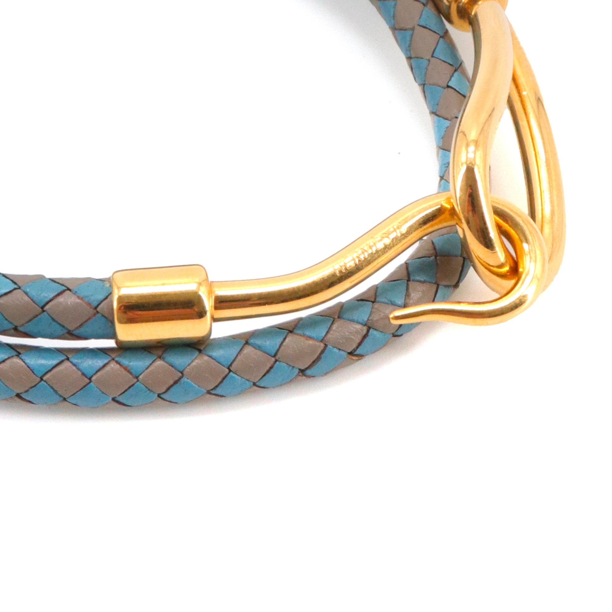 HERMÈS - Jumbo H bracelet in leather and canvas (T3)