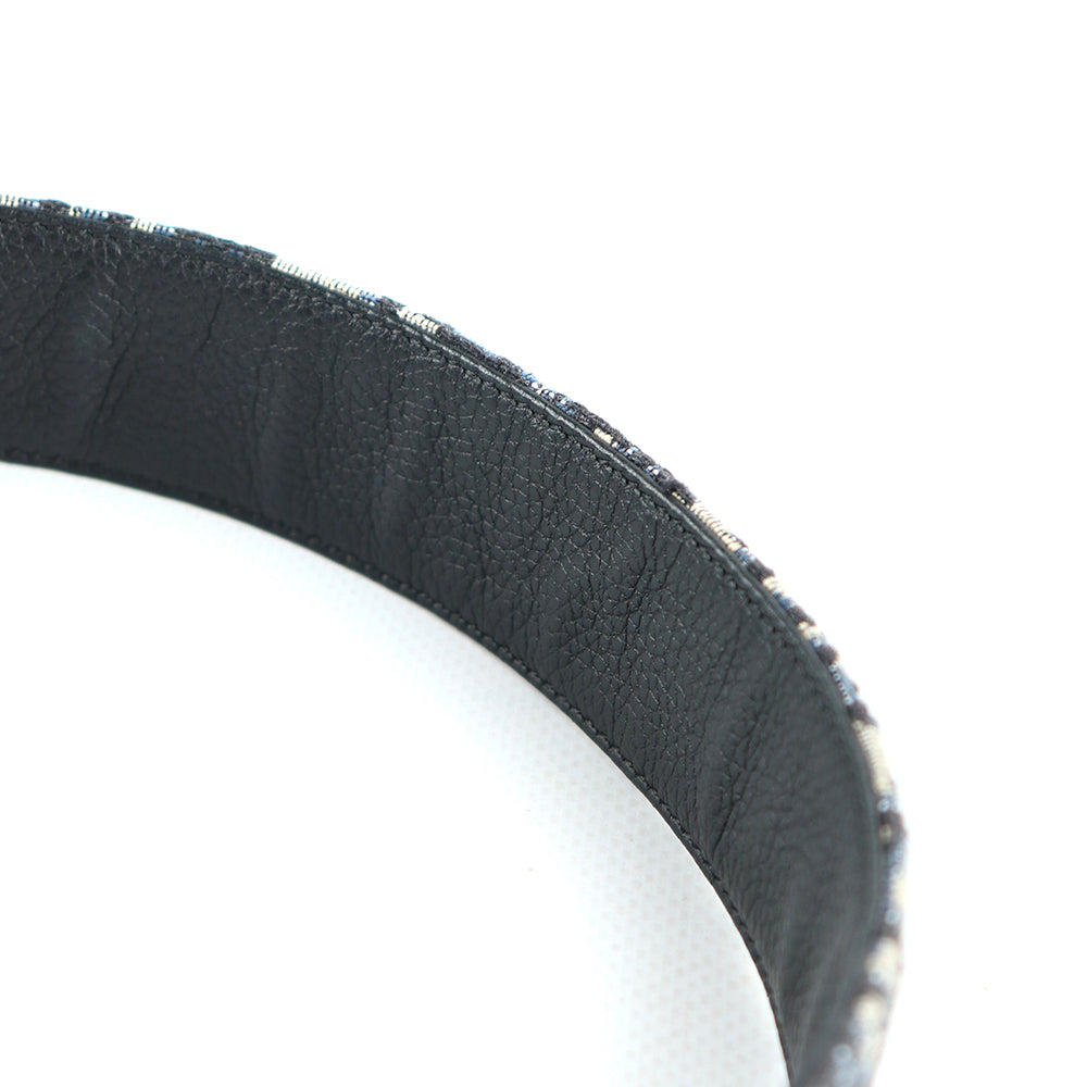 DIOR - Ceinture réversible CD en toile Dior oblique et cuir noir (T85)