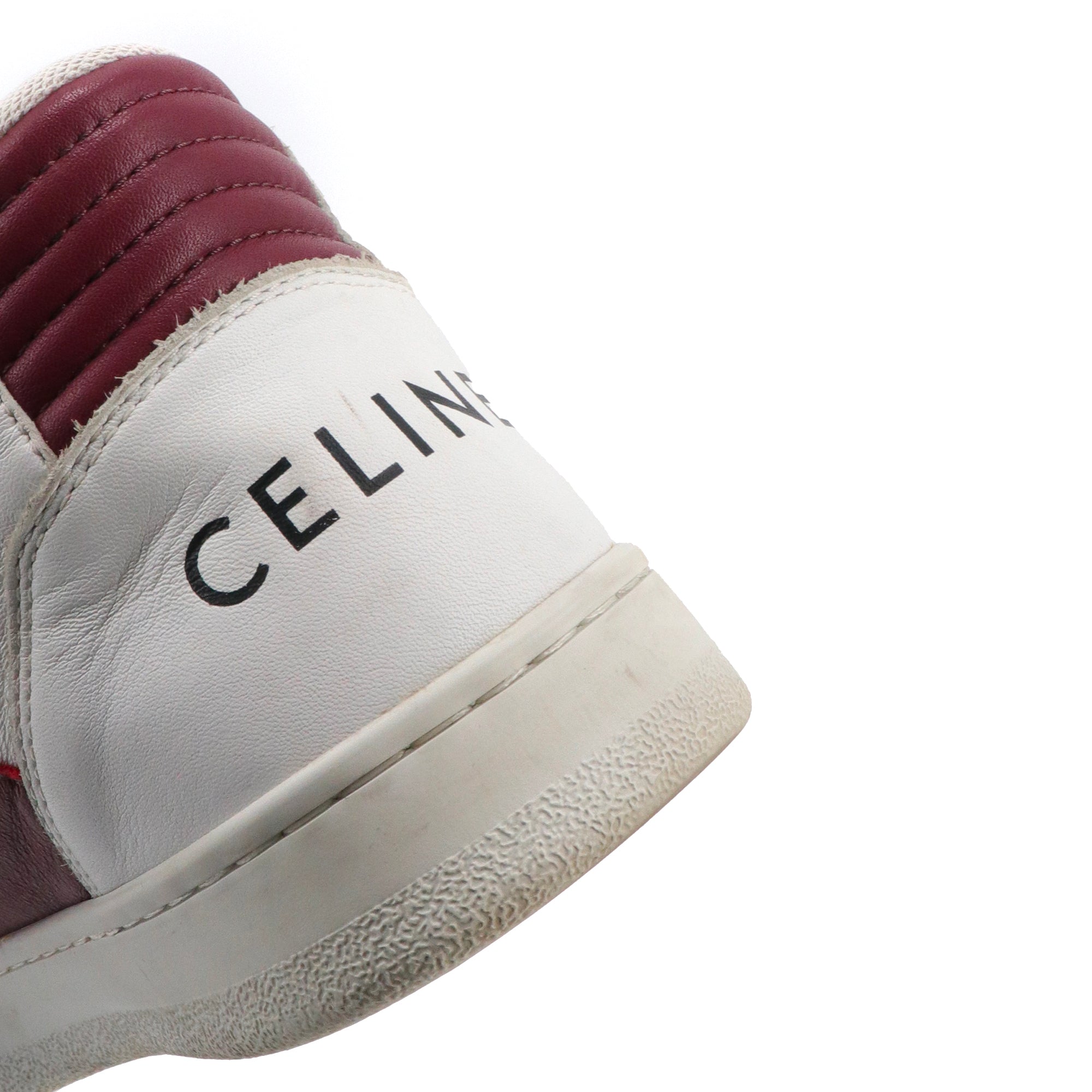 CELINE - Sneakers montantes CT-02 Celine en cuir blanc et rouge (T39)