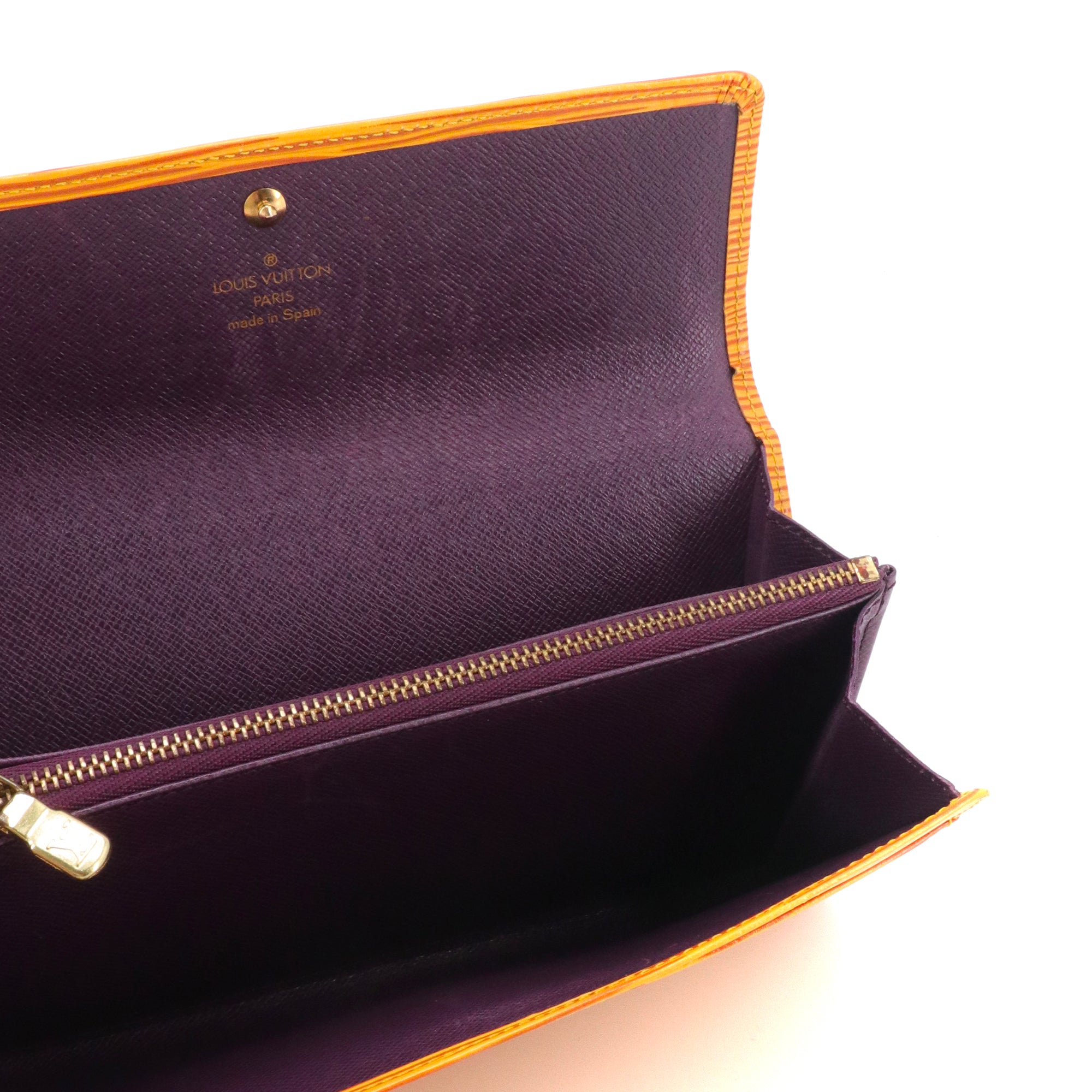 LOUIS VUITTON - Portefeuille International Louis Vuitton en cuir épi jaune