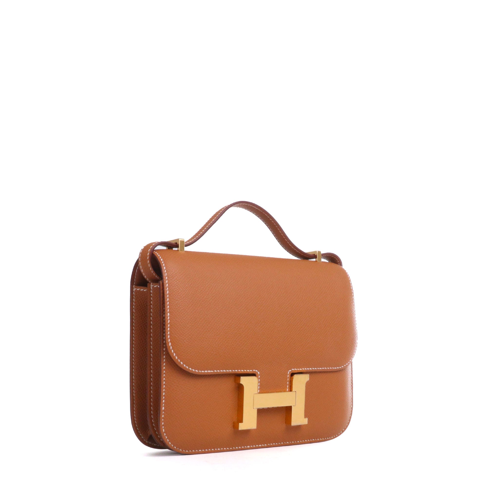 HERMÈS - Sac à bandoulière Constance 18 Hermès en cuir epsom gold