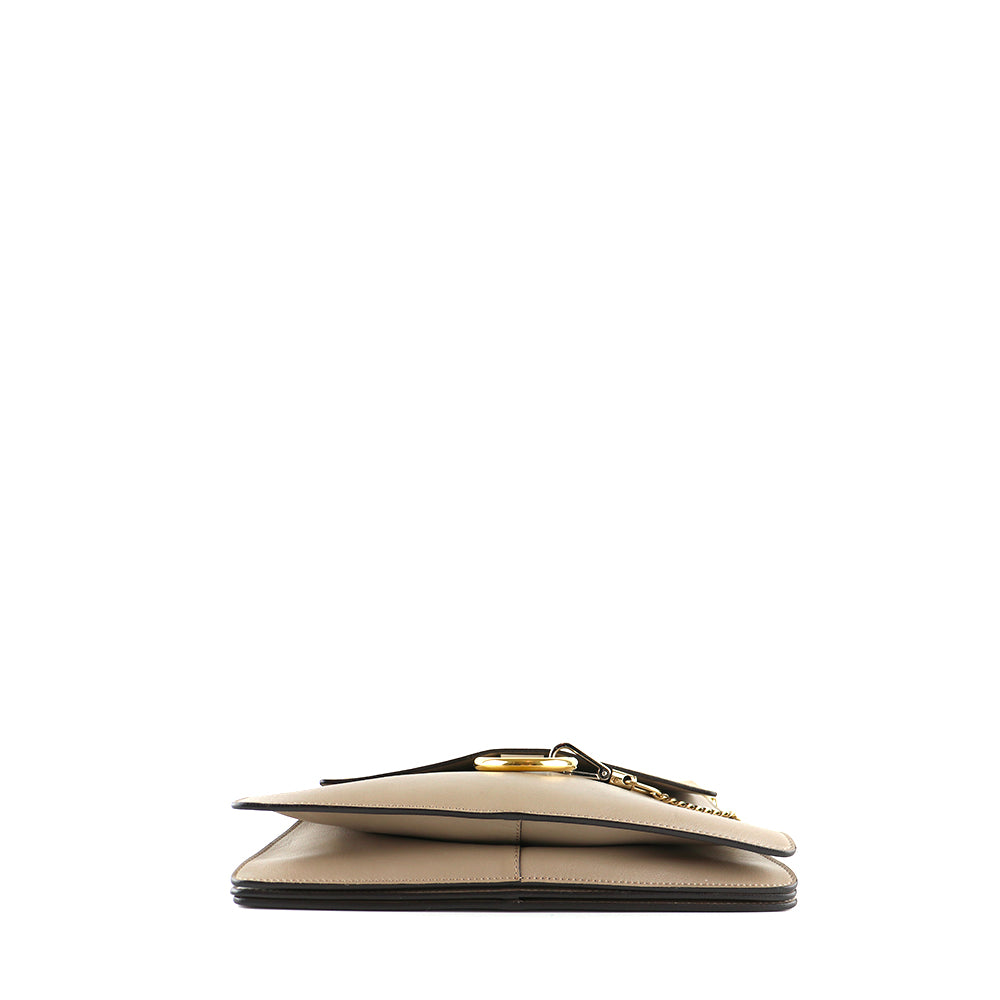 CHLOÉ - Faye large shoulder bag in taupe leather and suede