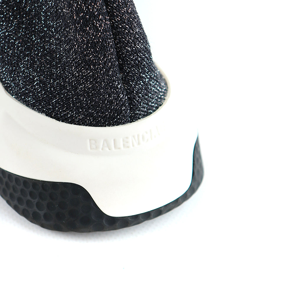 BALENCIAGA - Sneakers Speed en toile noire à paillettes (T39)