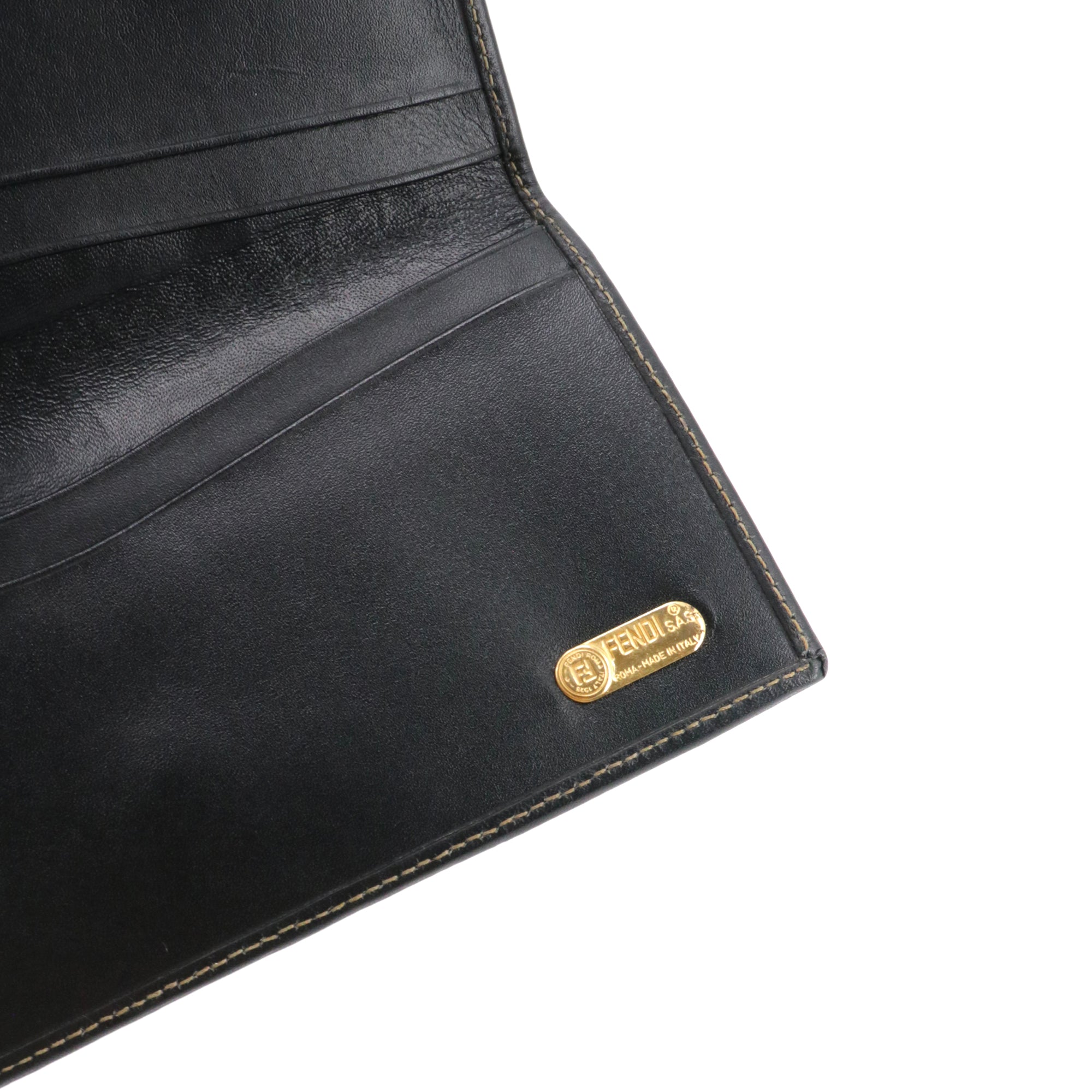 FENDI - Portefeuille Fendi en cuir et toile à rayures