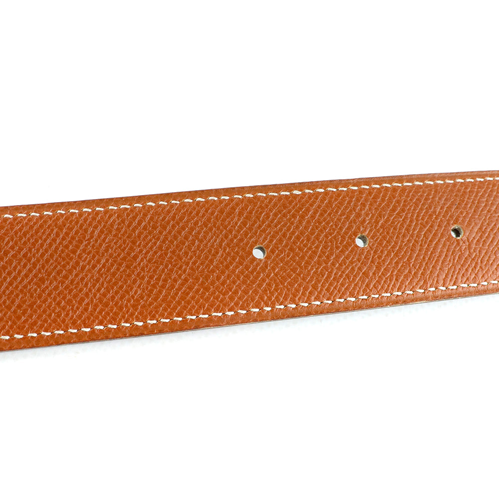 HERMÈS - Ceinture réversible H avec boucle dorée (T65)