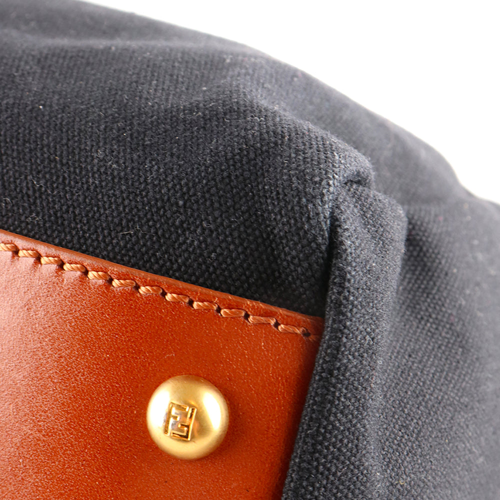 FENDI - Large model Peekaboo handbag in black canvas and leather