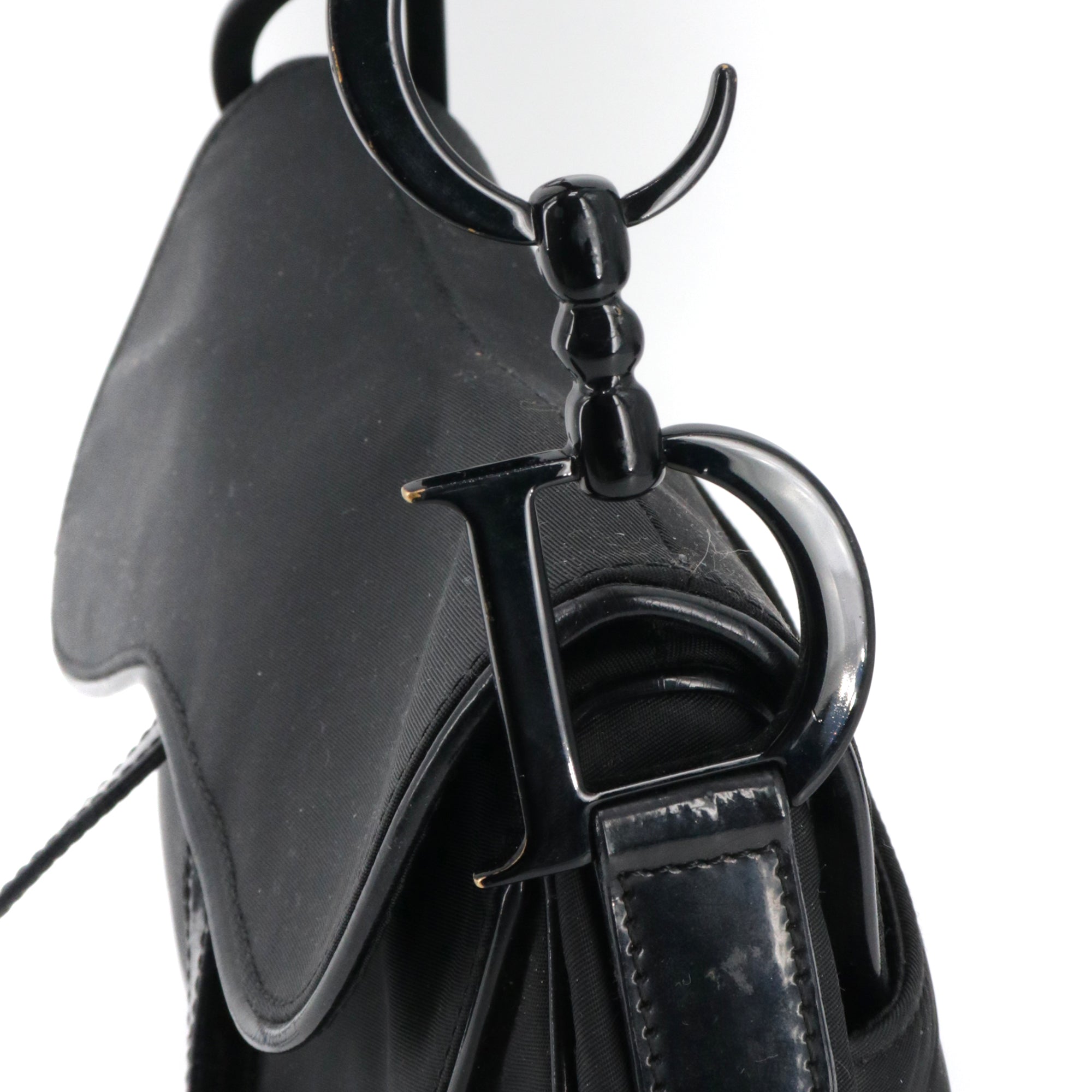 DIOR - Sac à épaule Saddle Vintage Dior en toile noire
