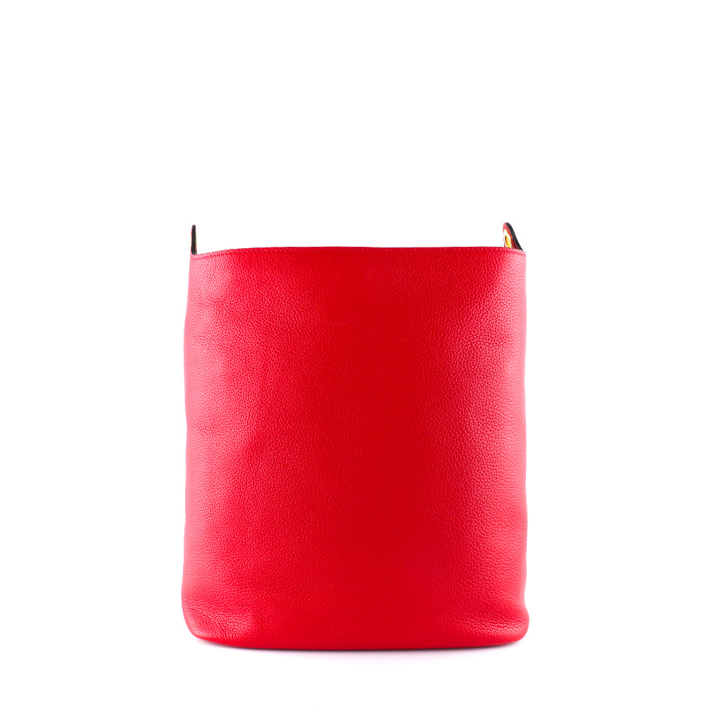 PRADA - Red grained leather shoulder bag