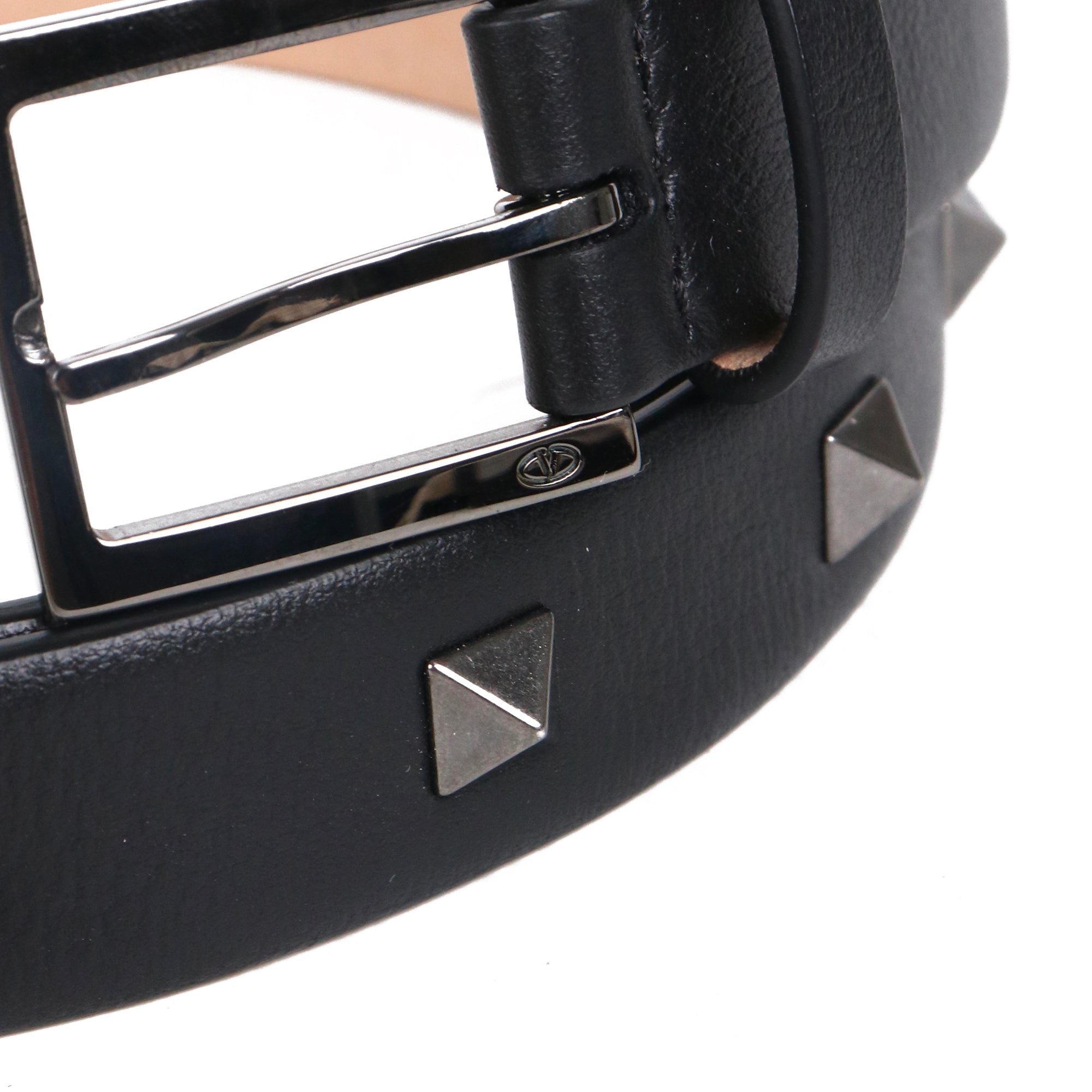 VALENTINO - Ceinture Rockstud Valentino en cuir noir (T95)