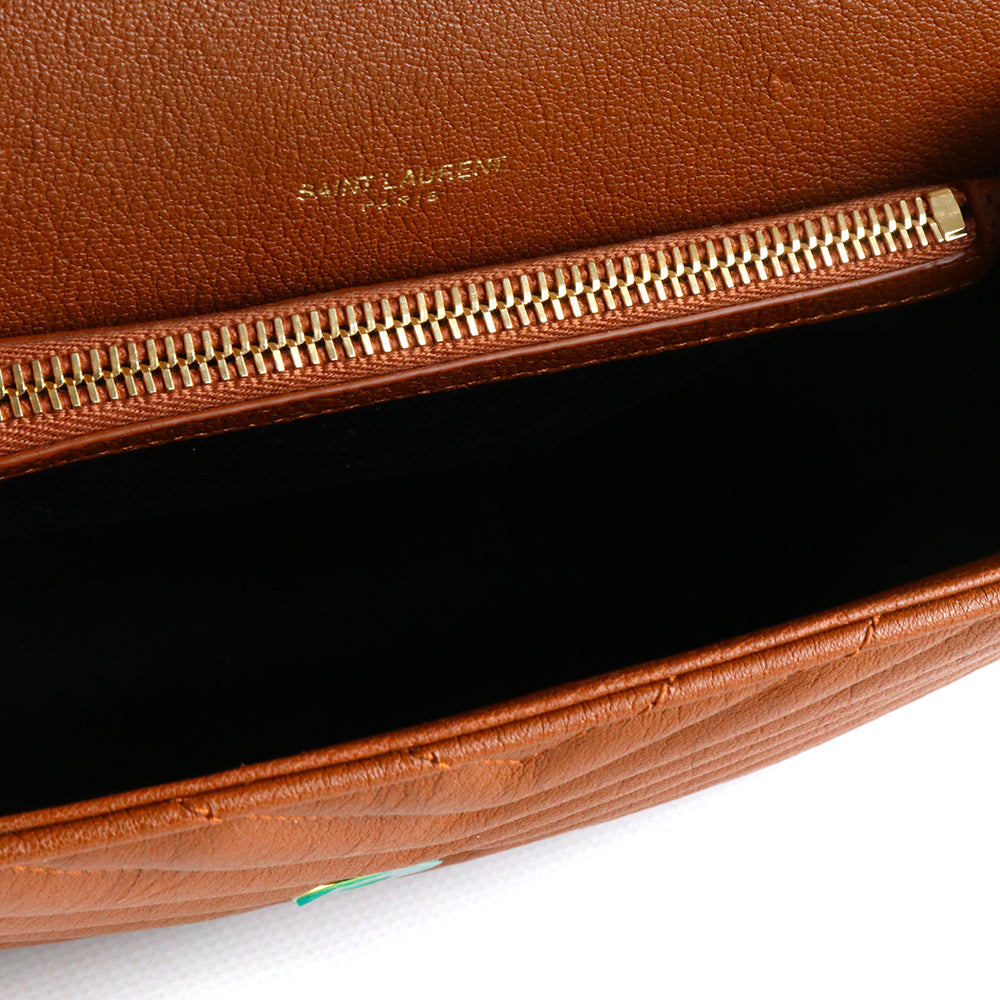 SAINT LAURENT - Sac à épaule Collège en cuir grainé marron