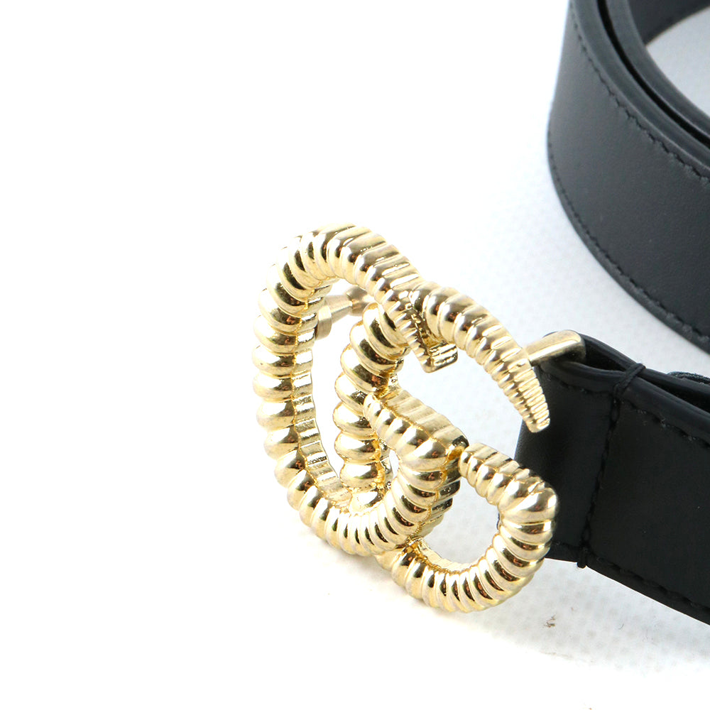 GUCCI - Ceinture GG Marmont en cuir lisse noir (T85)
