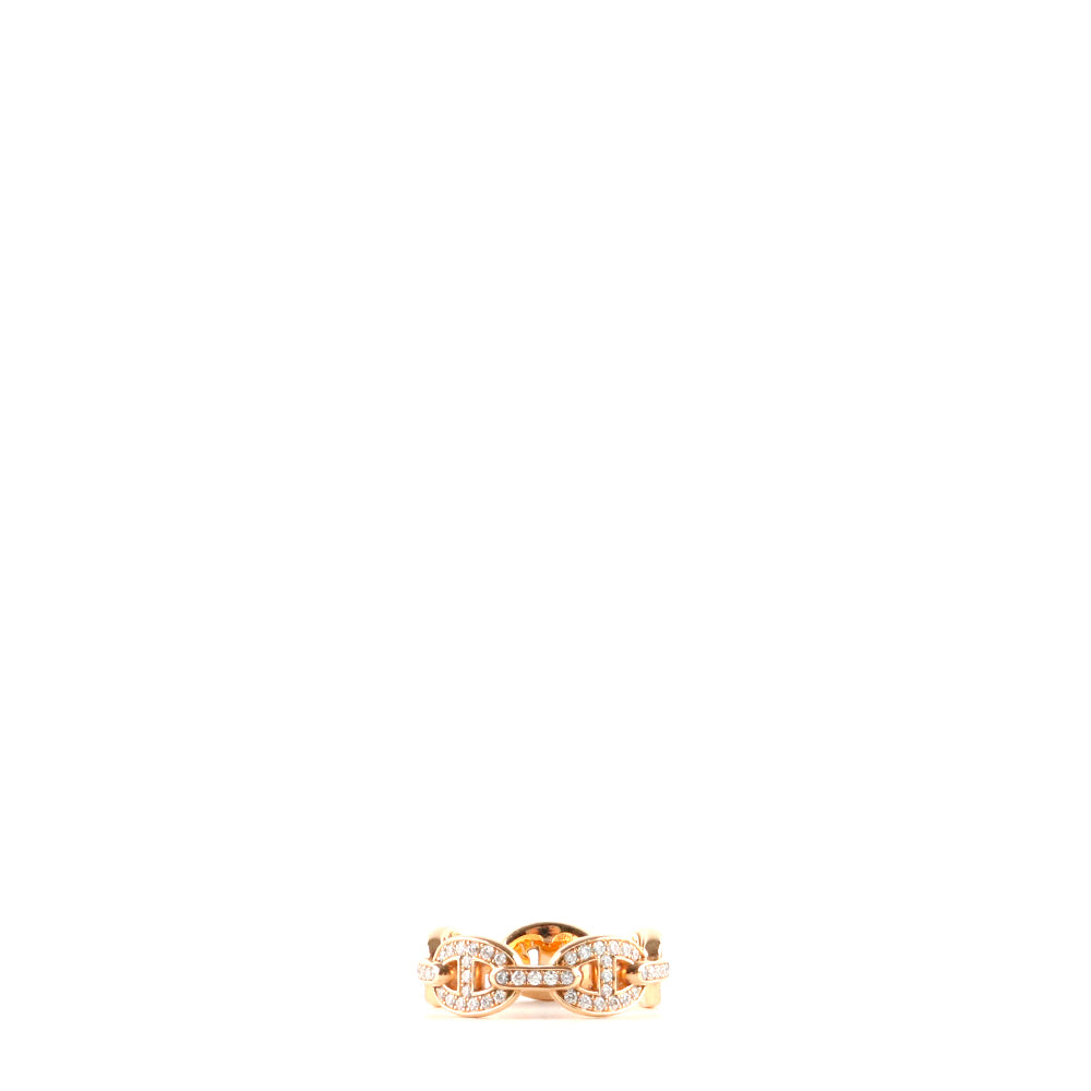 HERMÈS - Bague Chaine d'Ancre Enchaînée en or rose et diamants (T54)