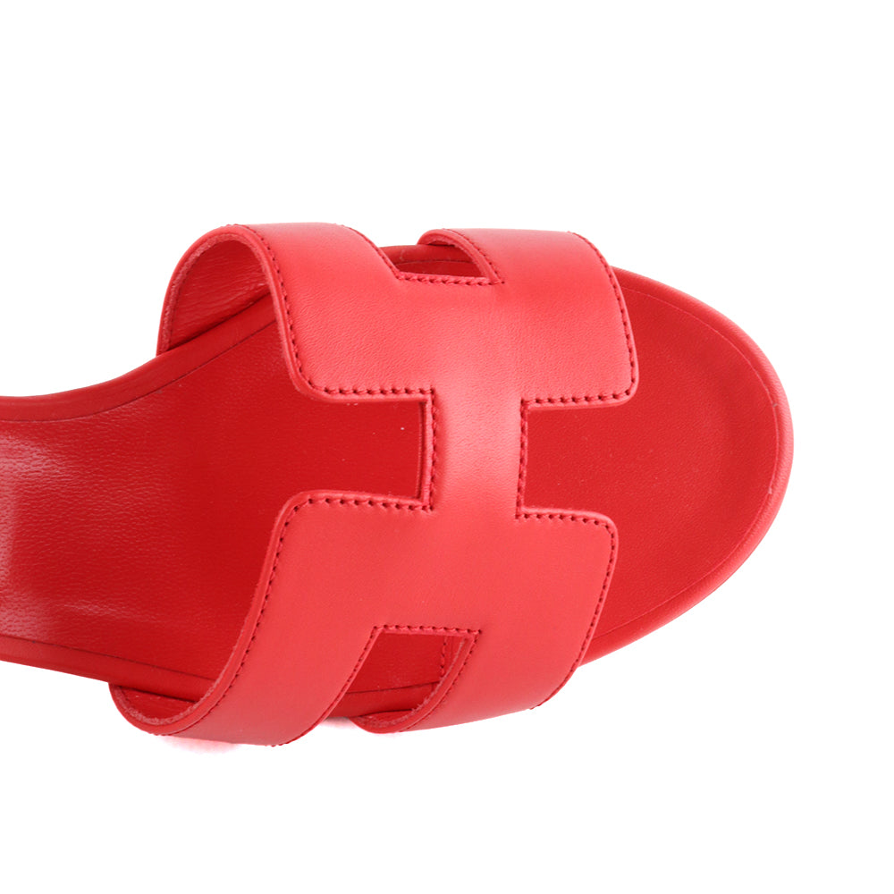 HERMÈS - Oasis sandals in red smooth leather (T37)