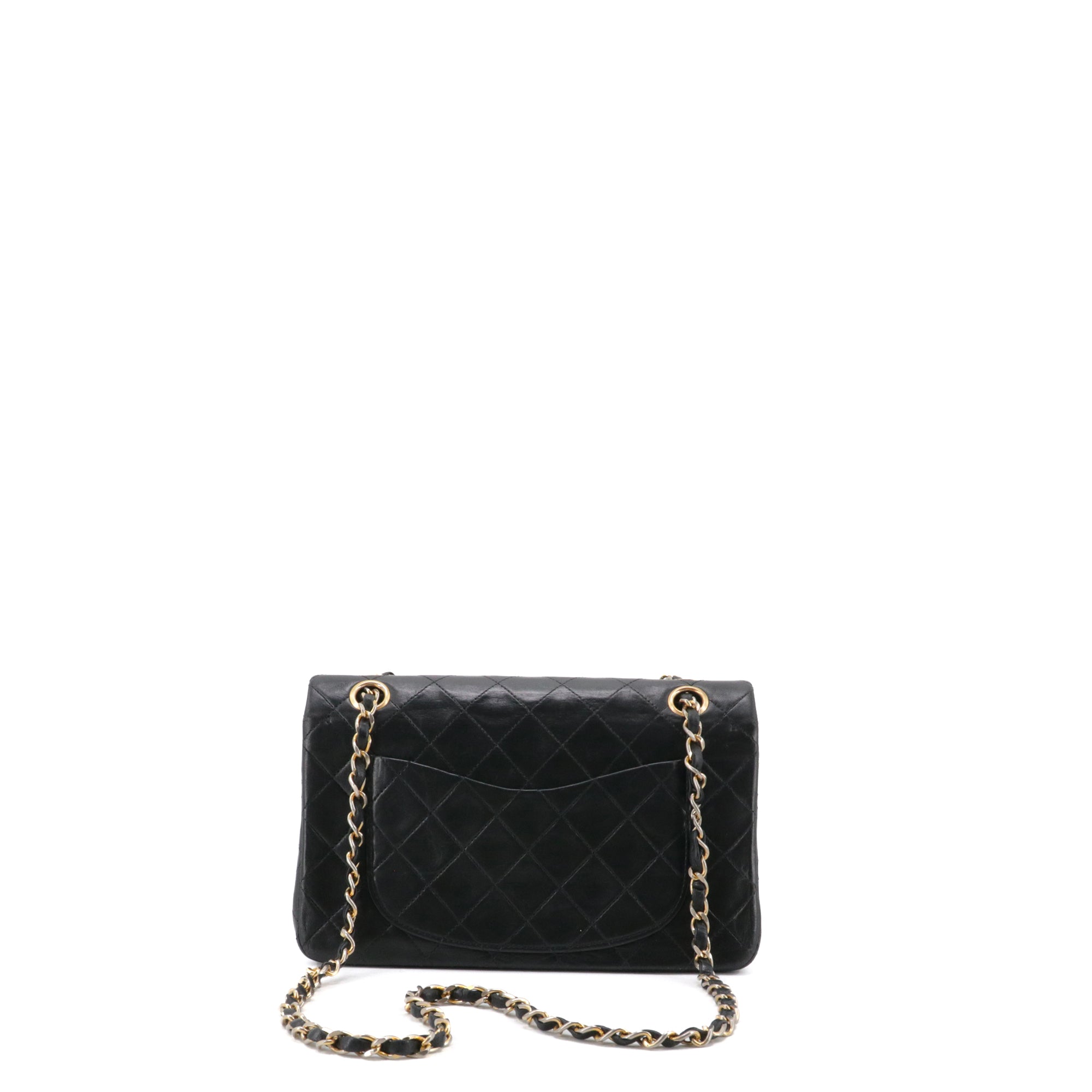CHANEL - Sac à main Timeless 23 Chanel double flap en cuir matelassé noir