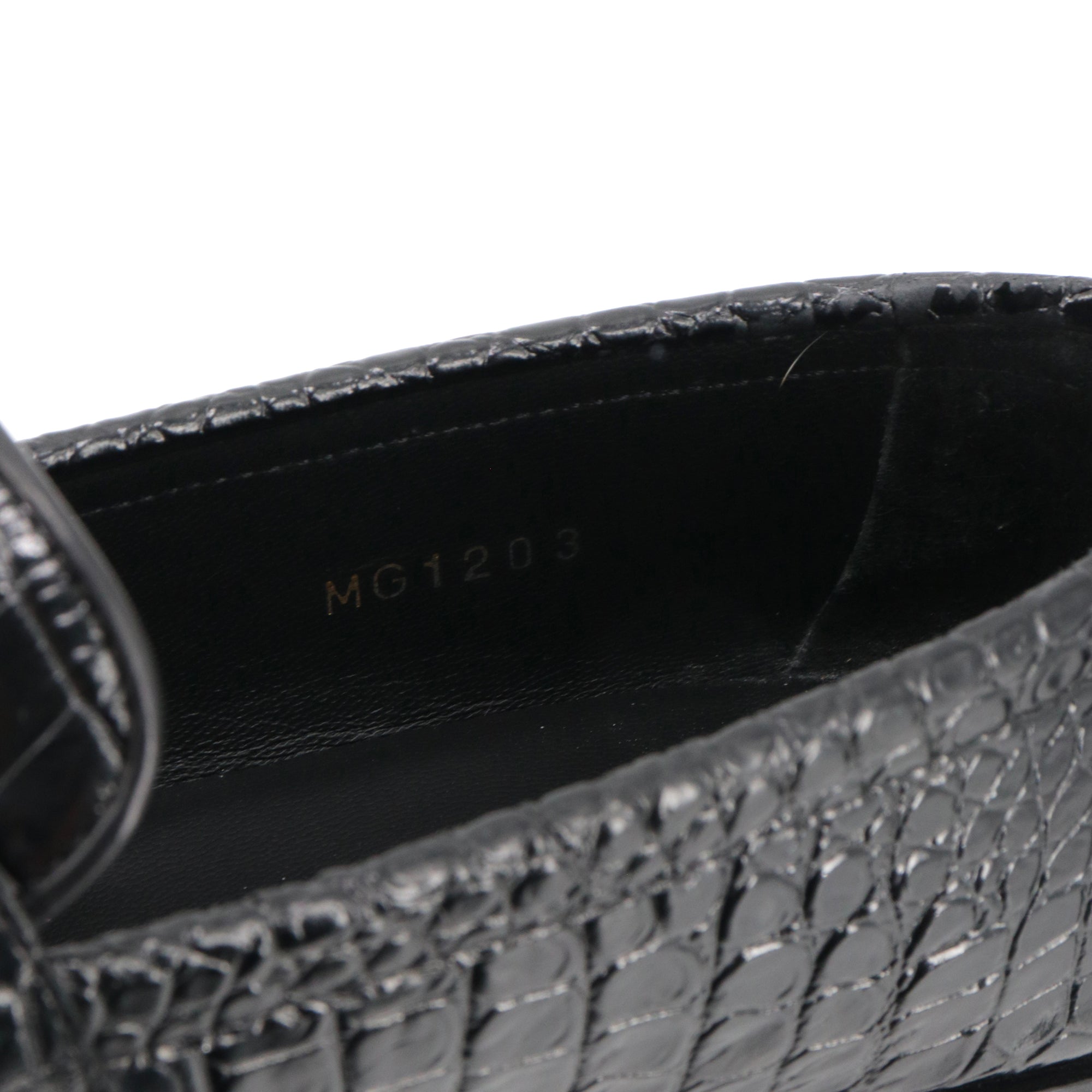 CELINE - Celine Triomphe loafers in black croc-embossed leather (size 37.5)