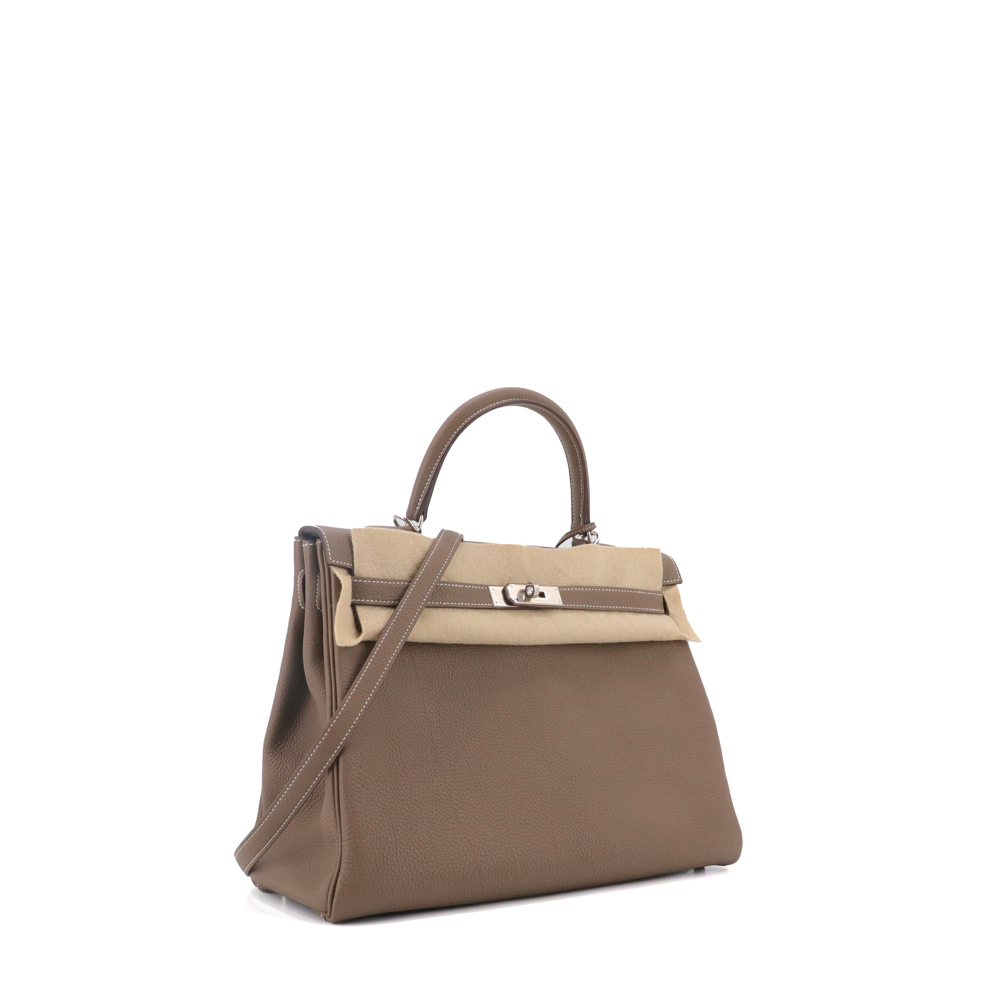 HERMÈS - Sac à main Kelly 35 Hermès en cuir togo étoupe