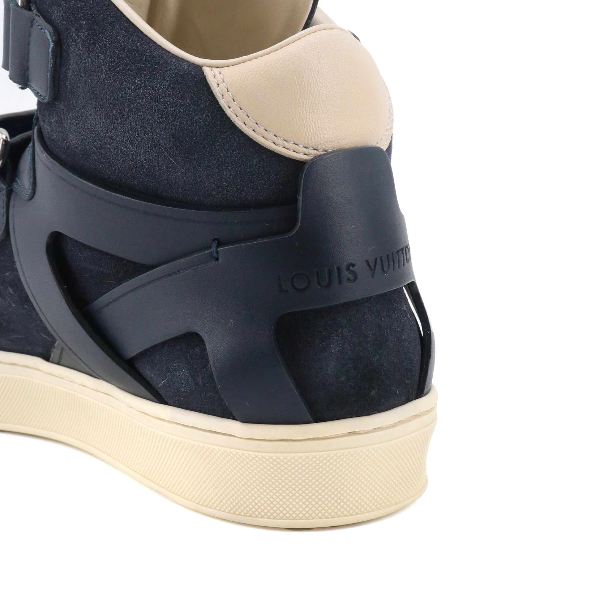 LOUIS VUITTON - Louis Vuitton high-top sneakers in navy blue leather (T41.5)
