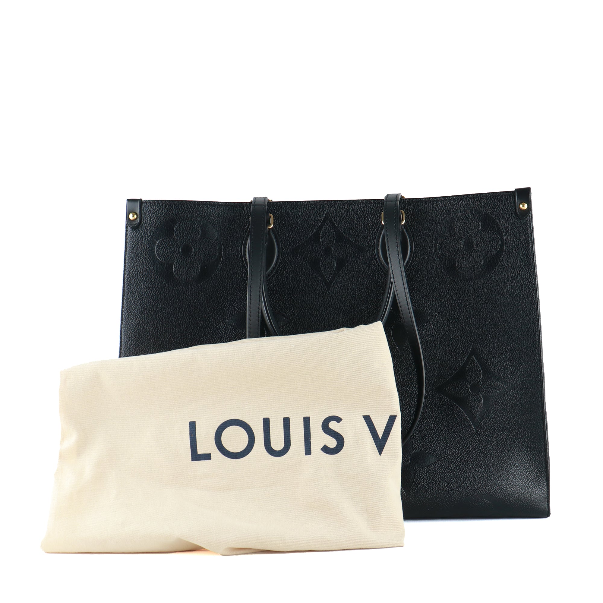 LOUIS VUITTON - Sac cabas OnTheGo GM en cuir grainé noir