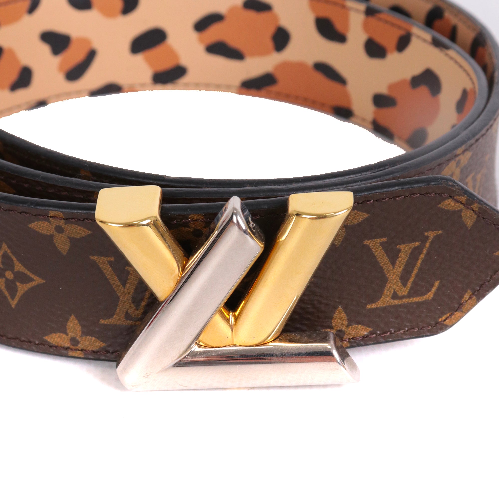 LOUIS VUITTON - Ceinture Twist Louis Vuitton en toile enduite et cuir (T95)