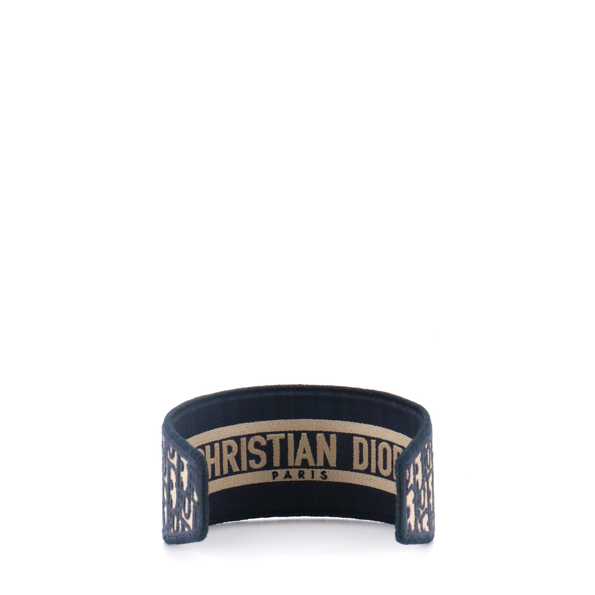 DIOR - Large Dior headband in navy blue Dior Oblique canvas