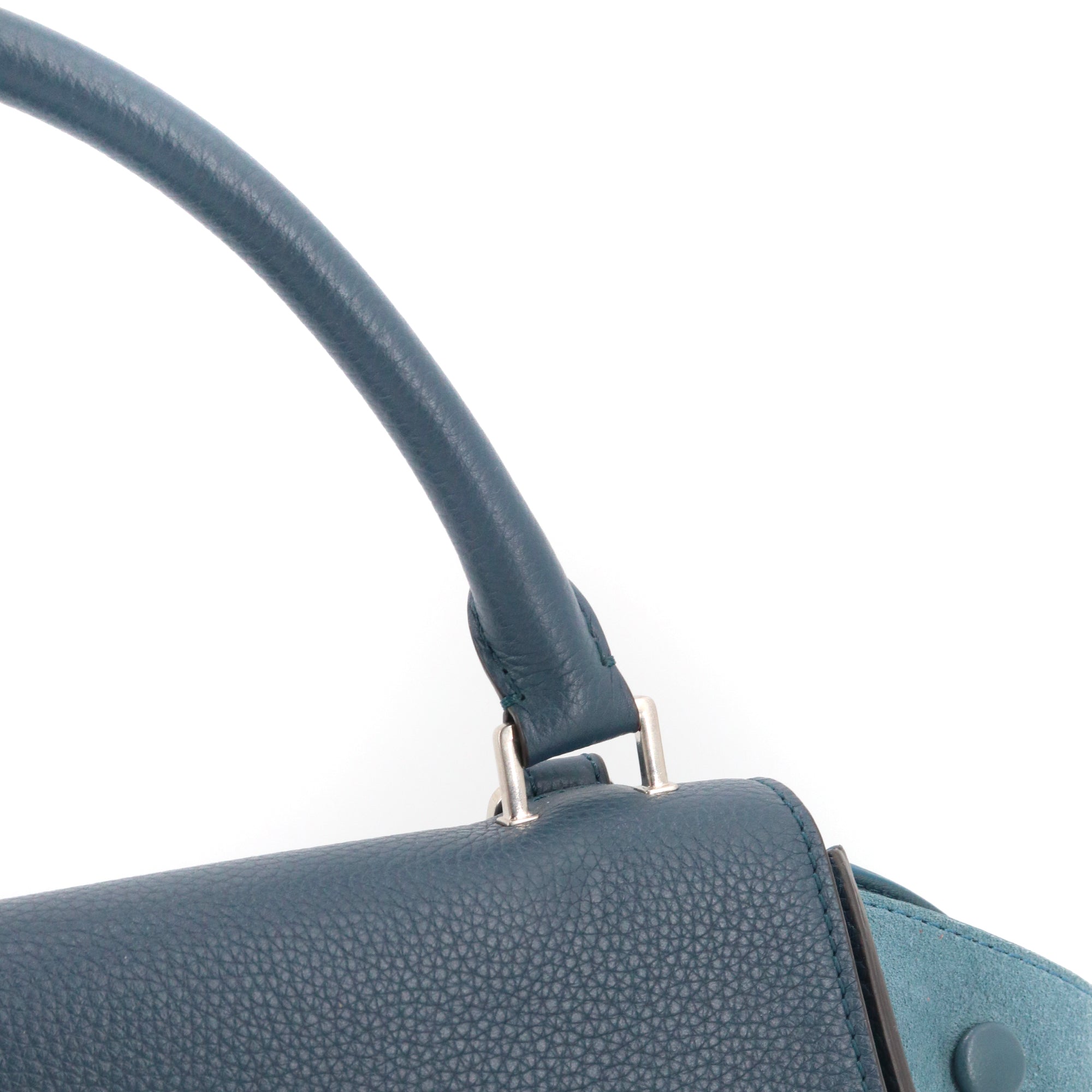 CELINE - Sac à main Trapeze Medium Celine en cuir grainé bleu marine