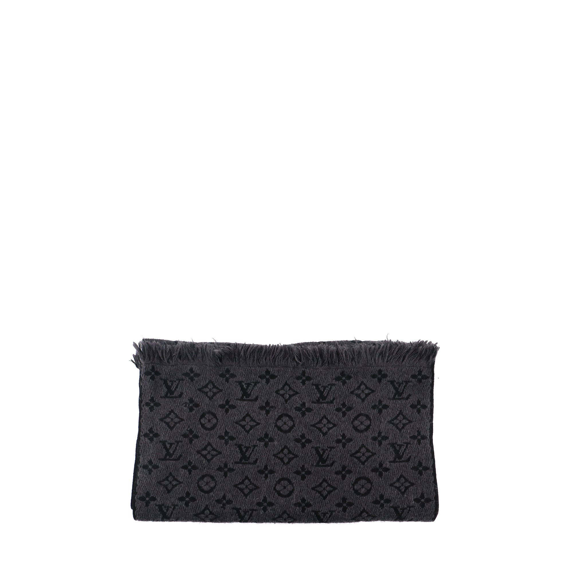 LOUIS VUITTON - Louis Vuitton Monogram Classic Scarf in Gray Wool 