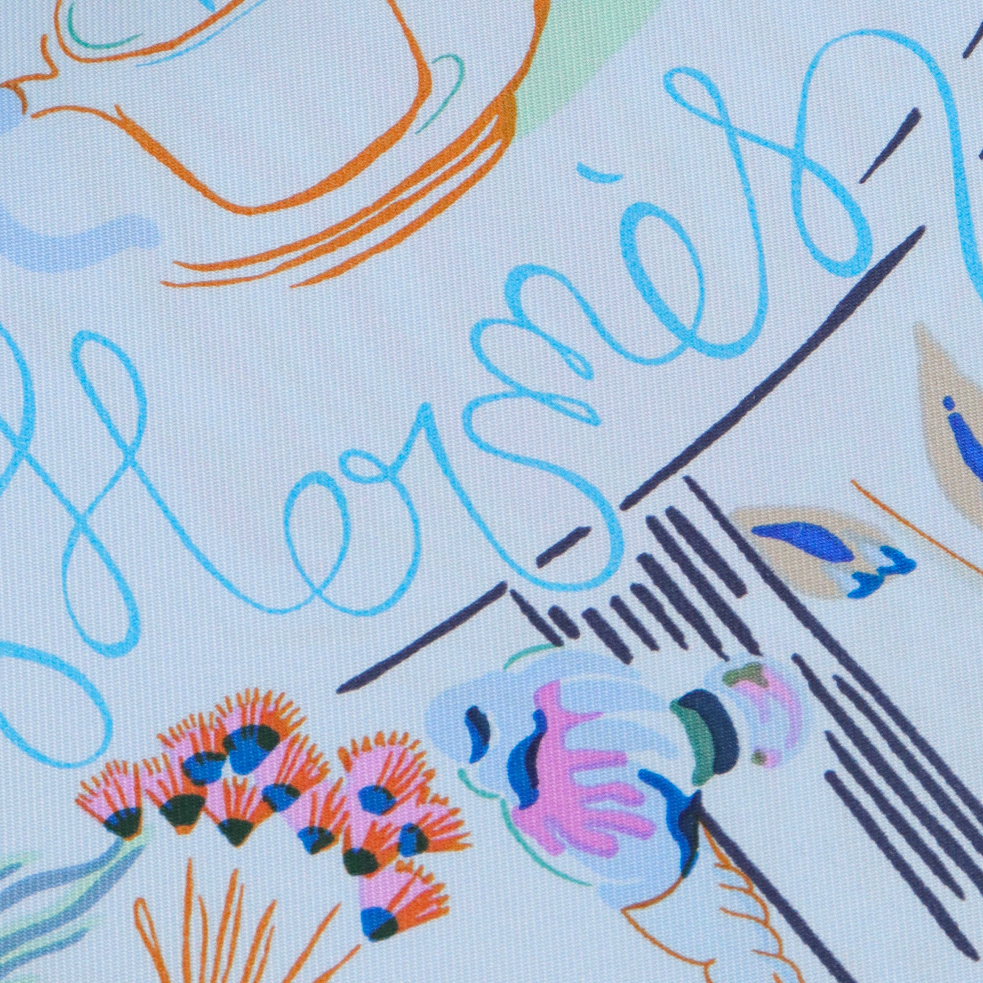 HERMÈS - Emile Et Une Nuit Hermès 90 scarf in pastel blue silk