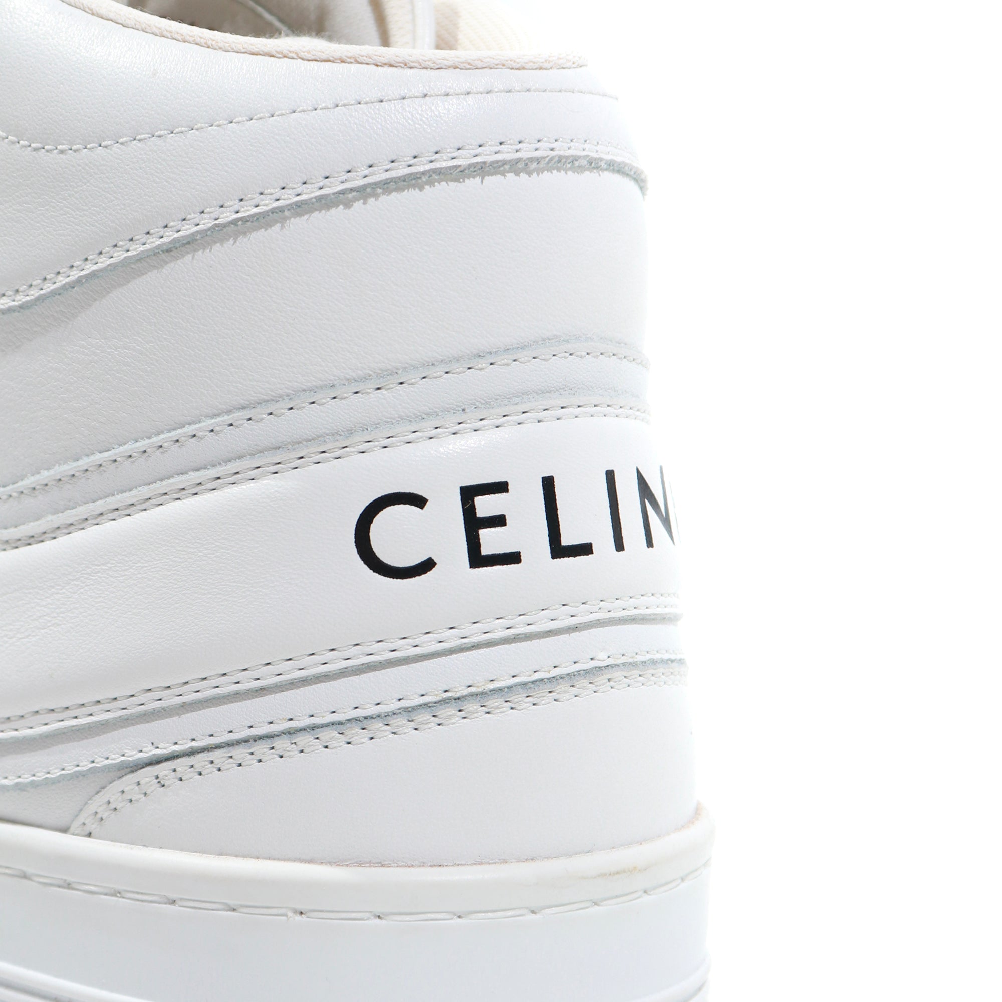 CELINE - Block high-top sneakers in white leather (T38)