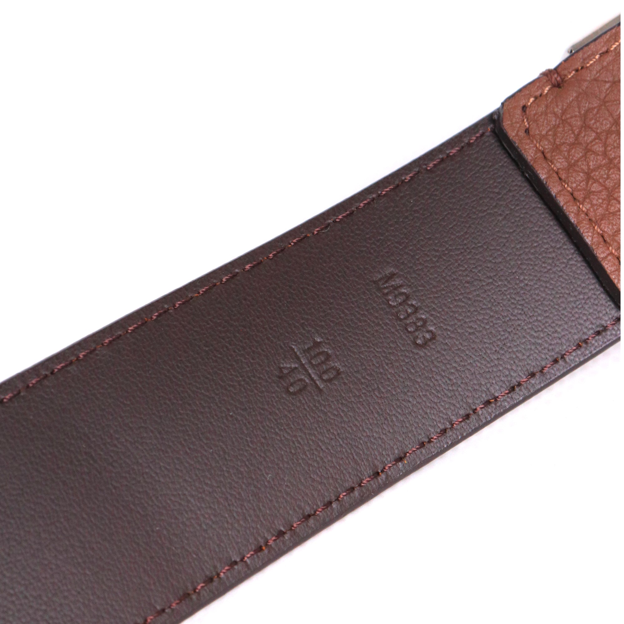 LOUIS VUITTON - Ceinture Louis Vuitton en cuir grainé marron (T100)