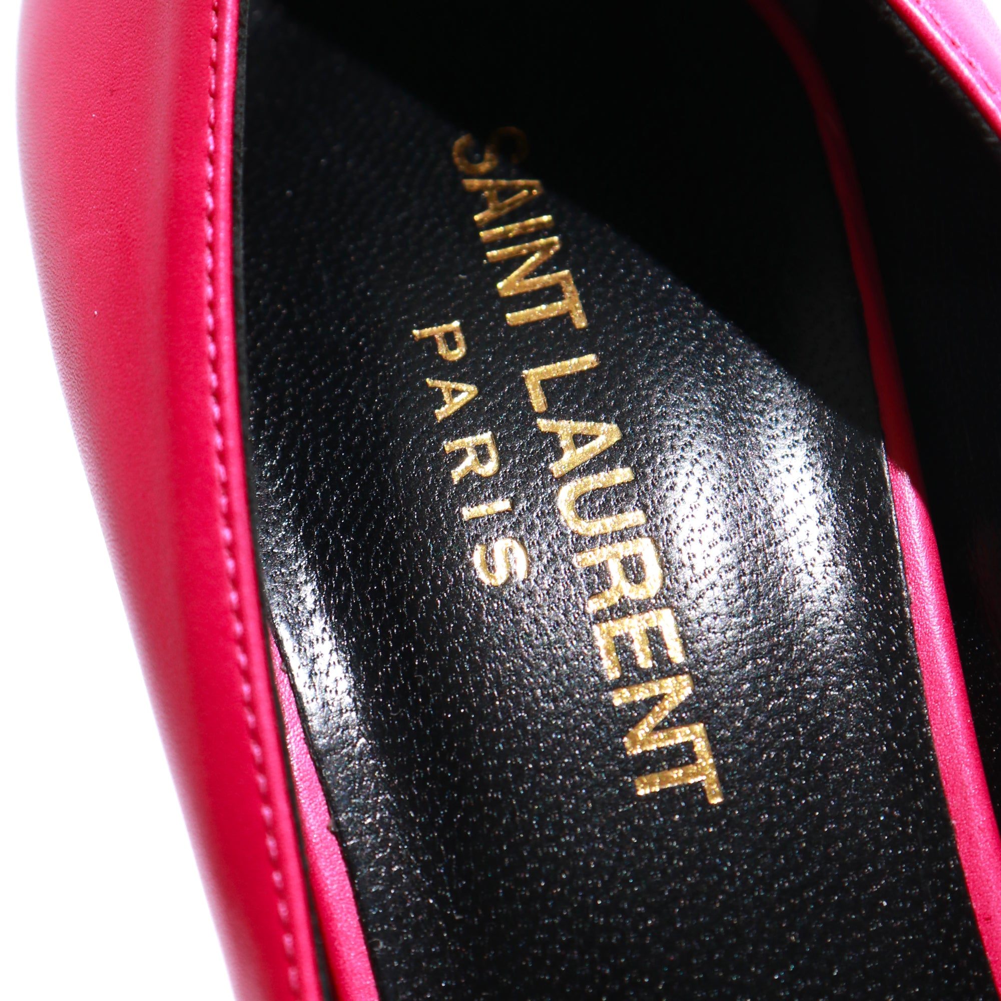 SAINT LAURENT - Escarpins Janis en cuir lisse fushia (T38,5)