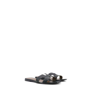 HERMÈS - Hermès Oran sandals in black leather (size 38)