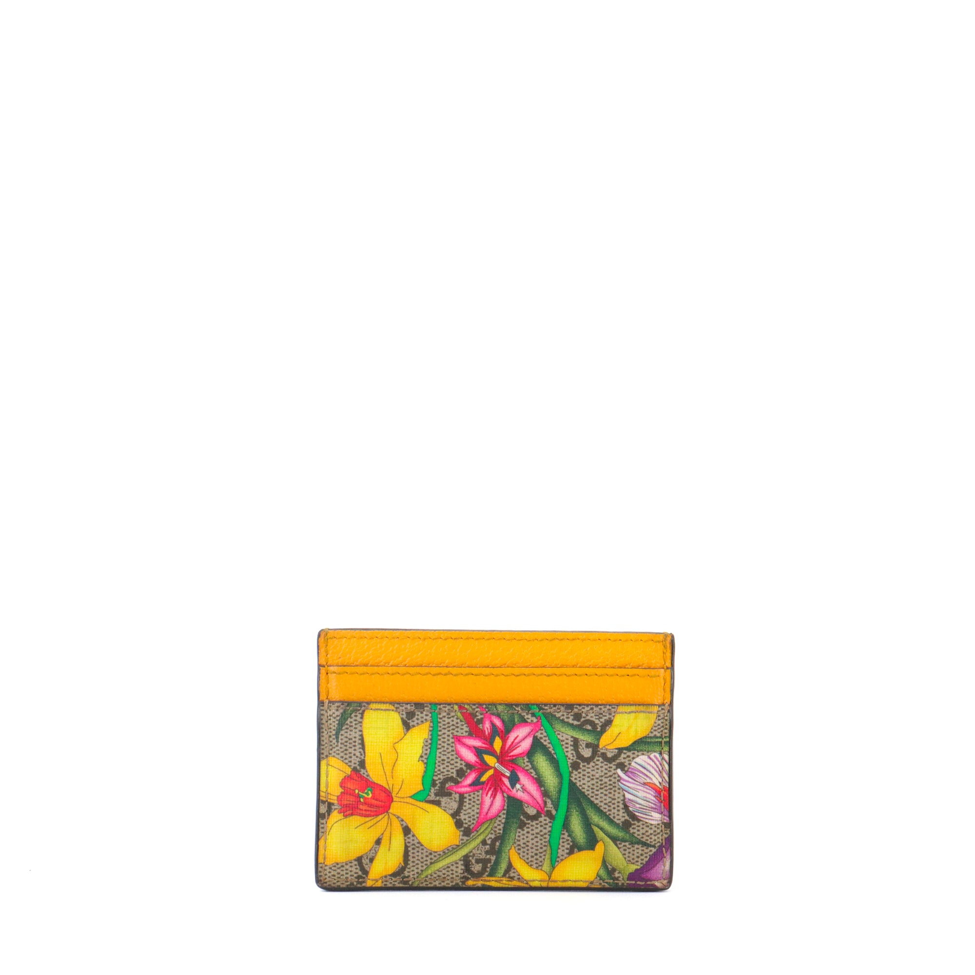GUCCI - Gucci Flora GG card holder in leather and floral canvas