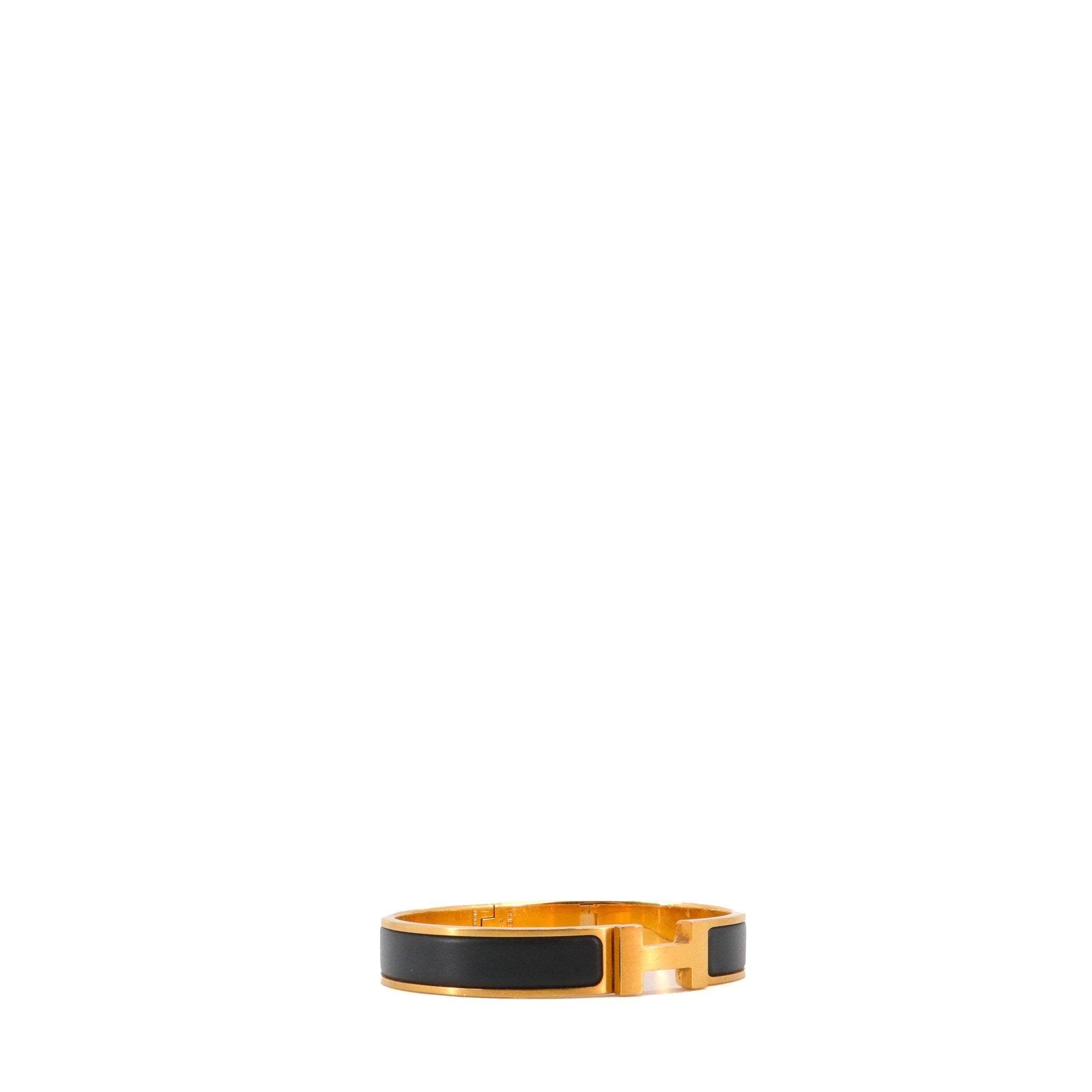 HERMÈS - Bracelet Clic H Hermès en émail noir (T5)