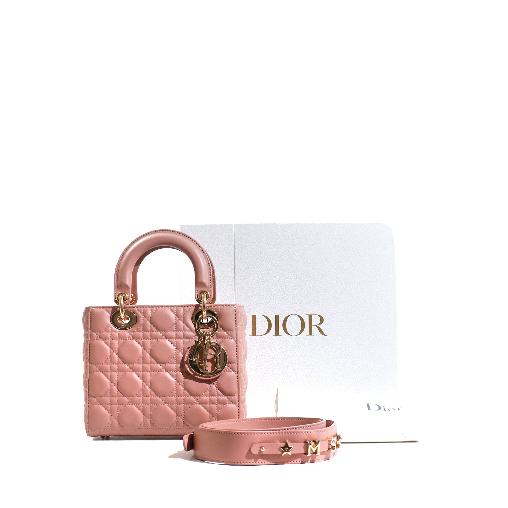 DIOR - Sac à bandoulière Lady Dior My ABCDior small en cuir rose nude