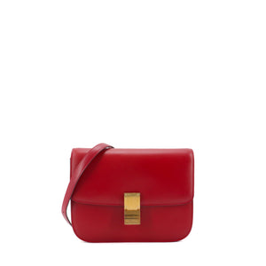 CELINE - Sac à bandoulière Classic Box MM Celine en cuir rouge