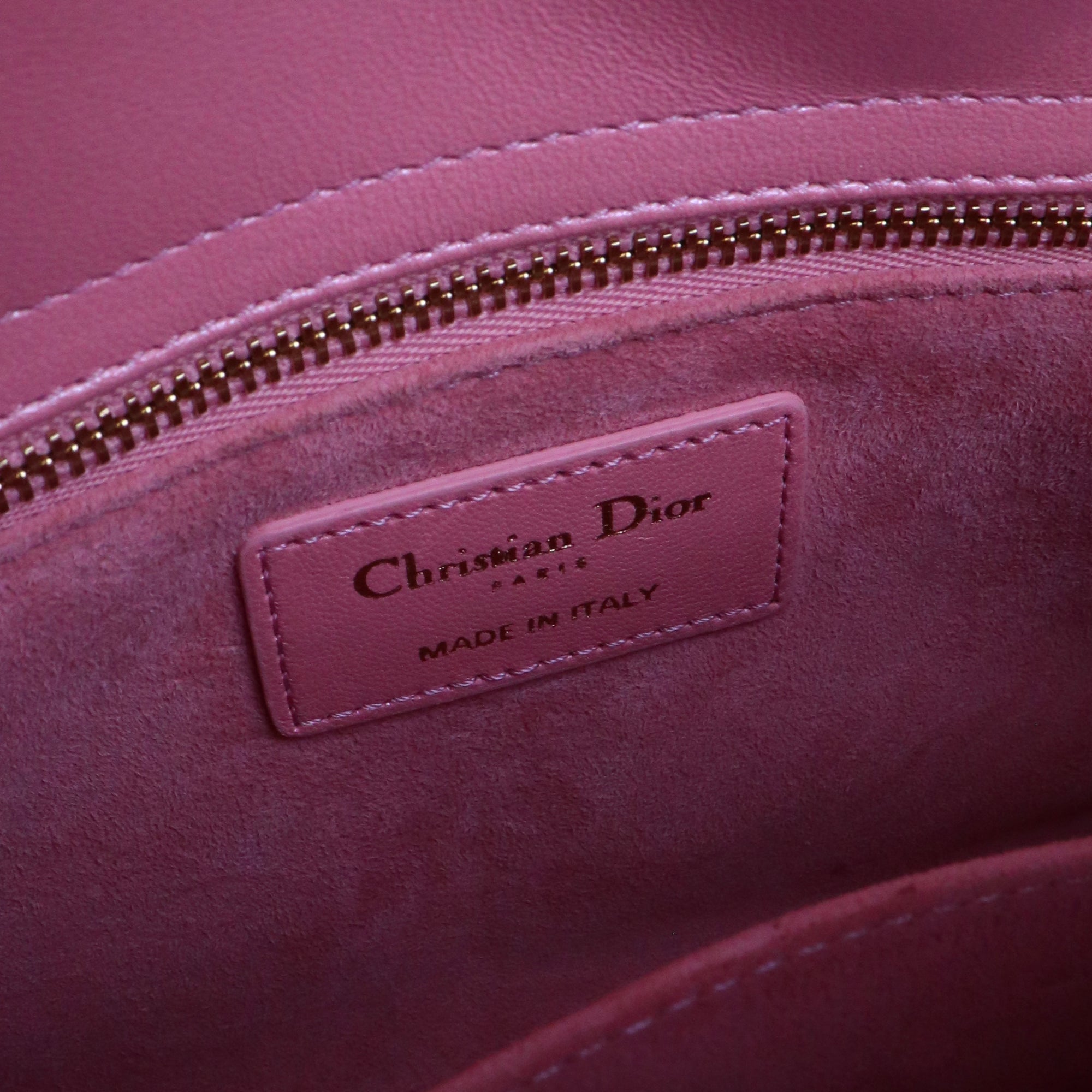 DIOR - Sac à main Lady Dior small en cuir lisse rose irisé