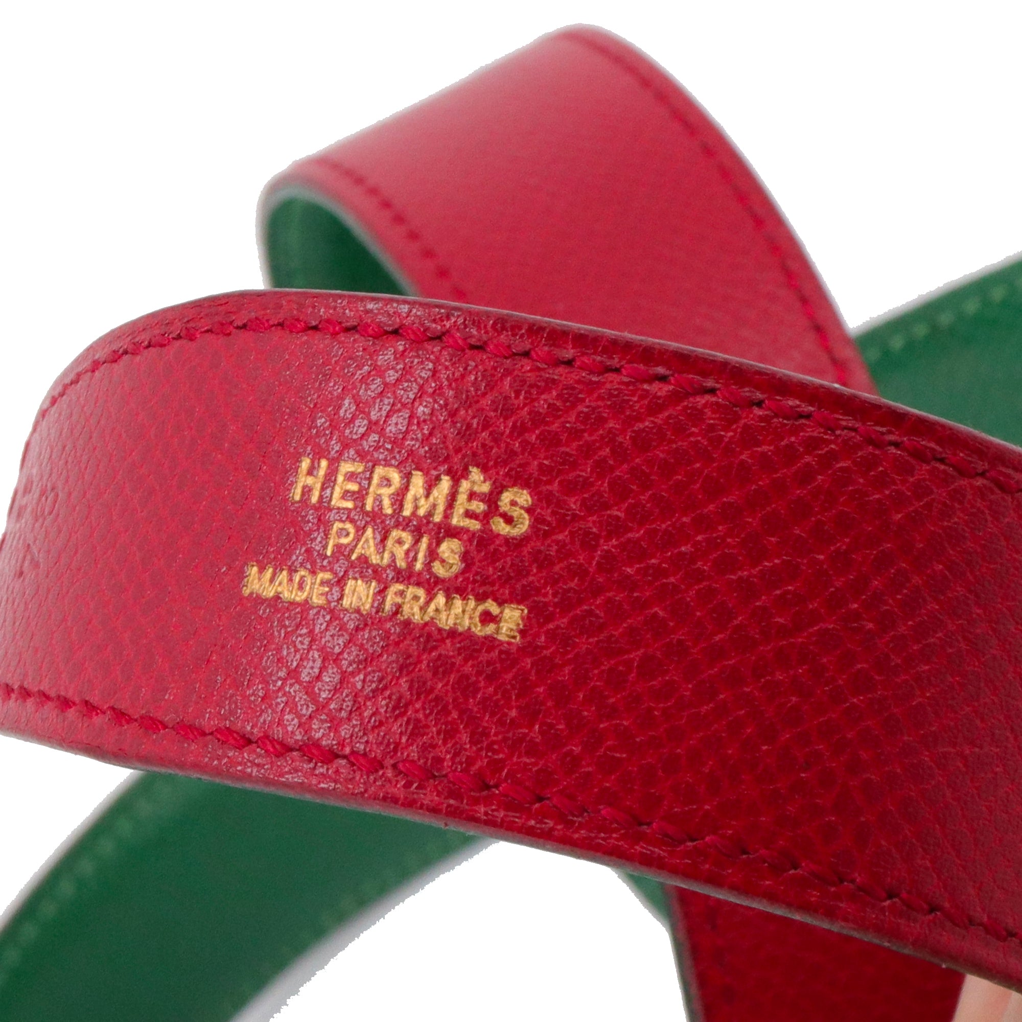 HERMÈS - Ceinture Chaine d'Ancre Hermès en cuir epsom fuchsia et vert (T78)