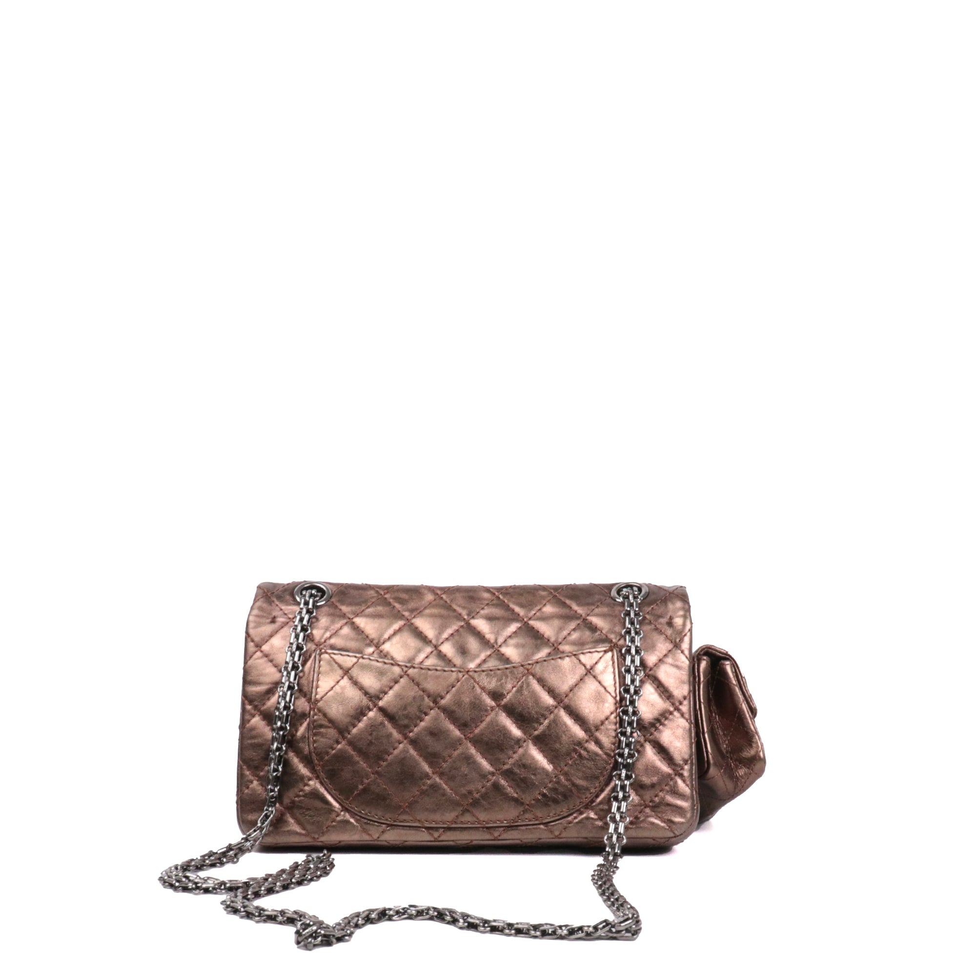 CHANEL - Sac à bandoulière 2.55 Cargo Chanel small en cuir froissé bronze