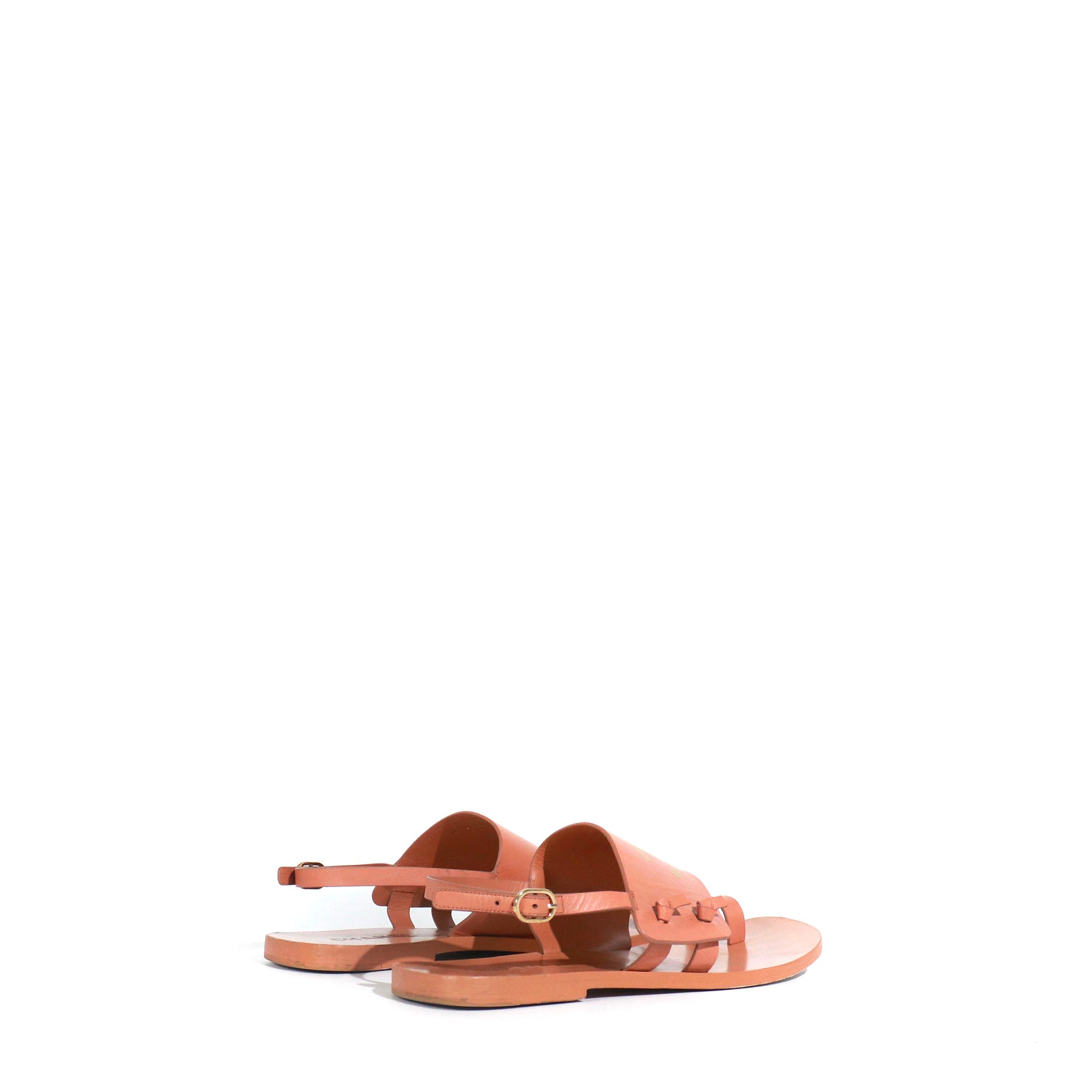 CHANEL - CC sandals in brown leather (T39)