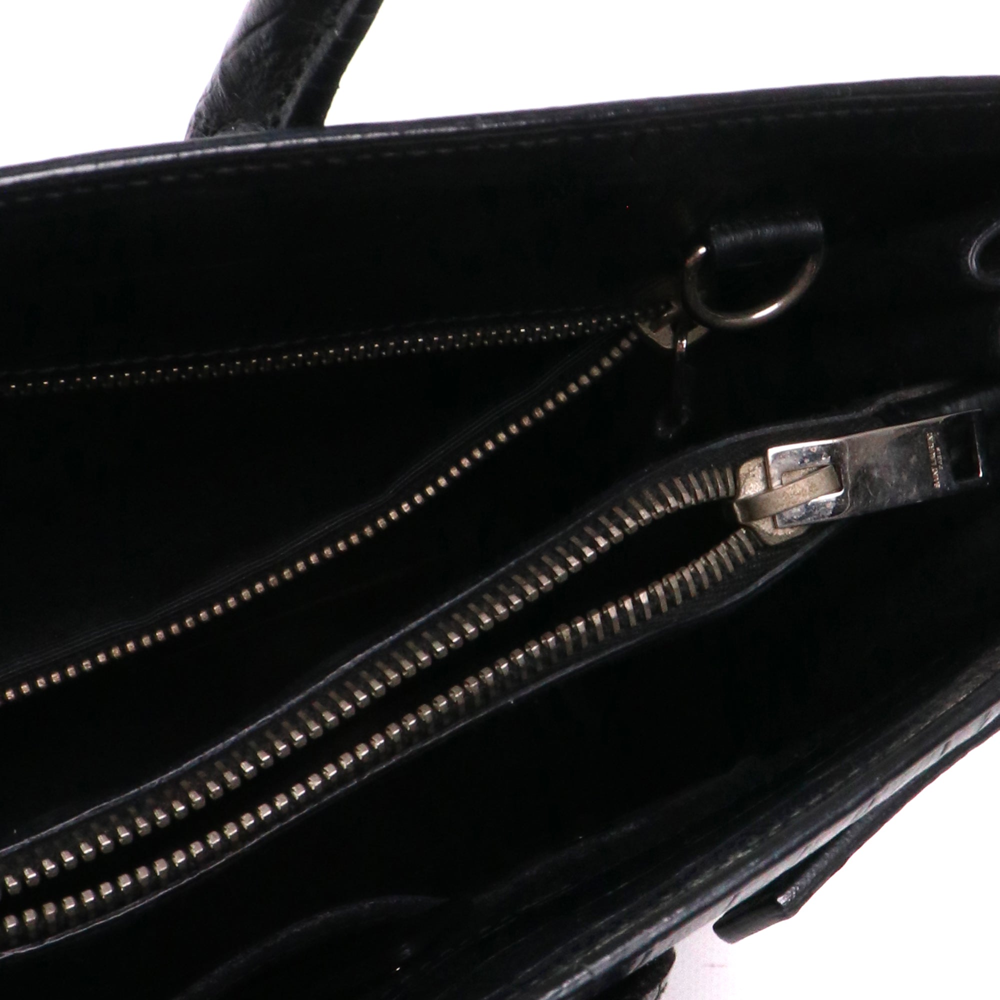 SAINT LAURENT - Sac de Jour Small Saint Laurent en cuir embossé crocodile noir