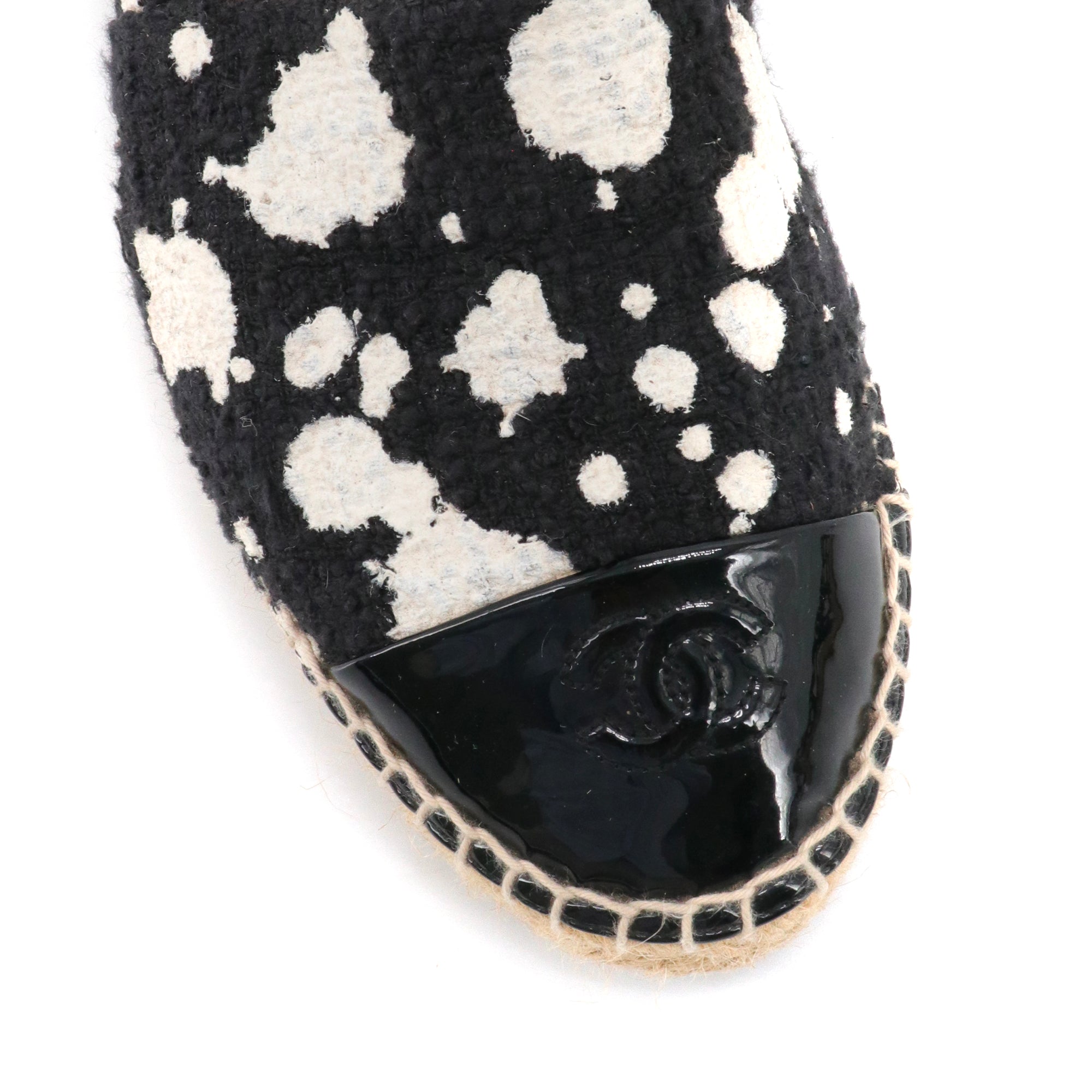 CHANEL - Espadrilles CC Chanel en tweed noir (T40)